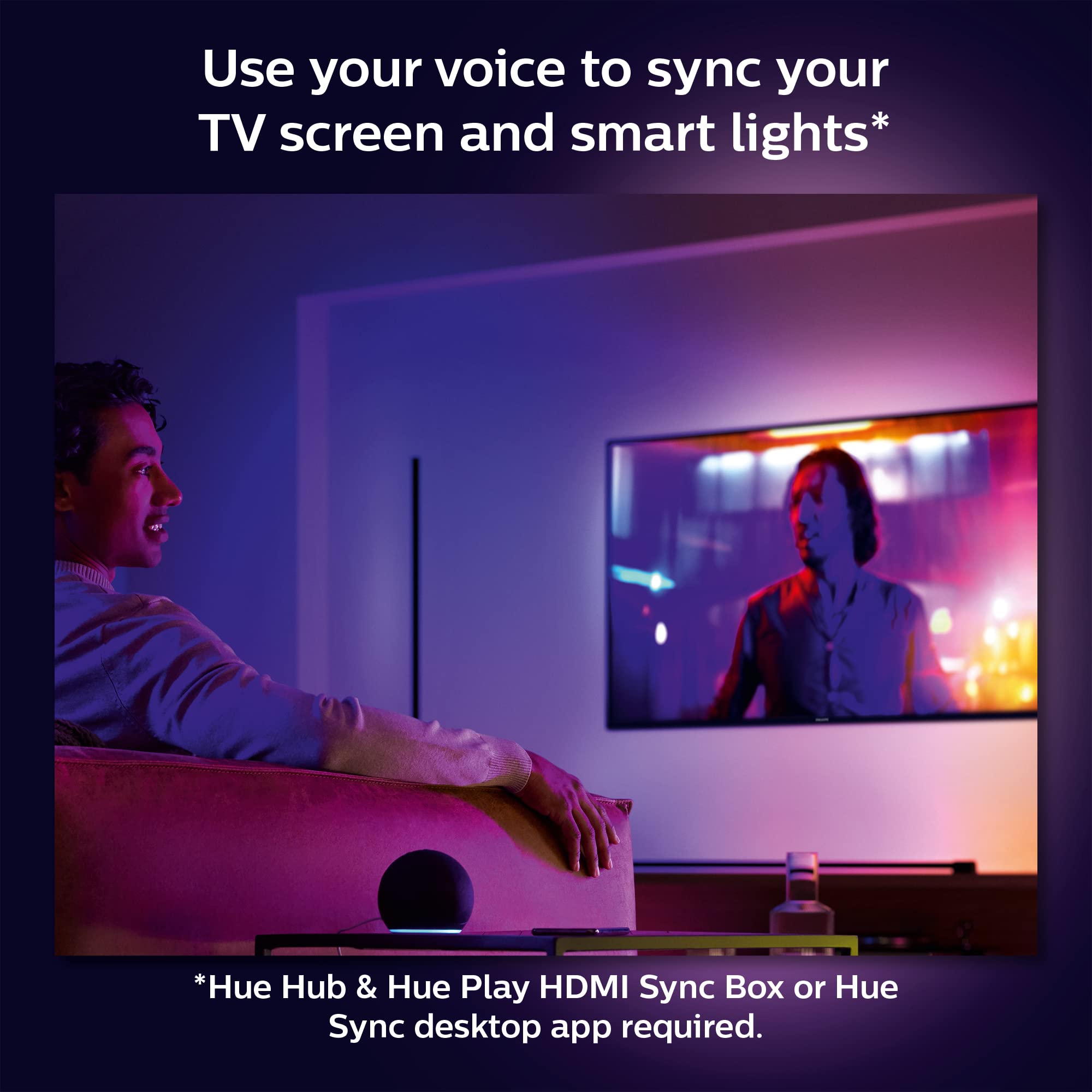 Philips Hue Large Smart Light Tube - White and Color Ambiance LED - Model 582494 - Requires Bridge and Sync Box - Control with App or Voice