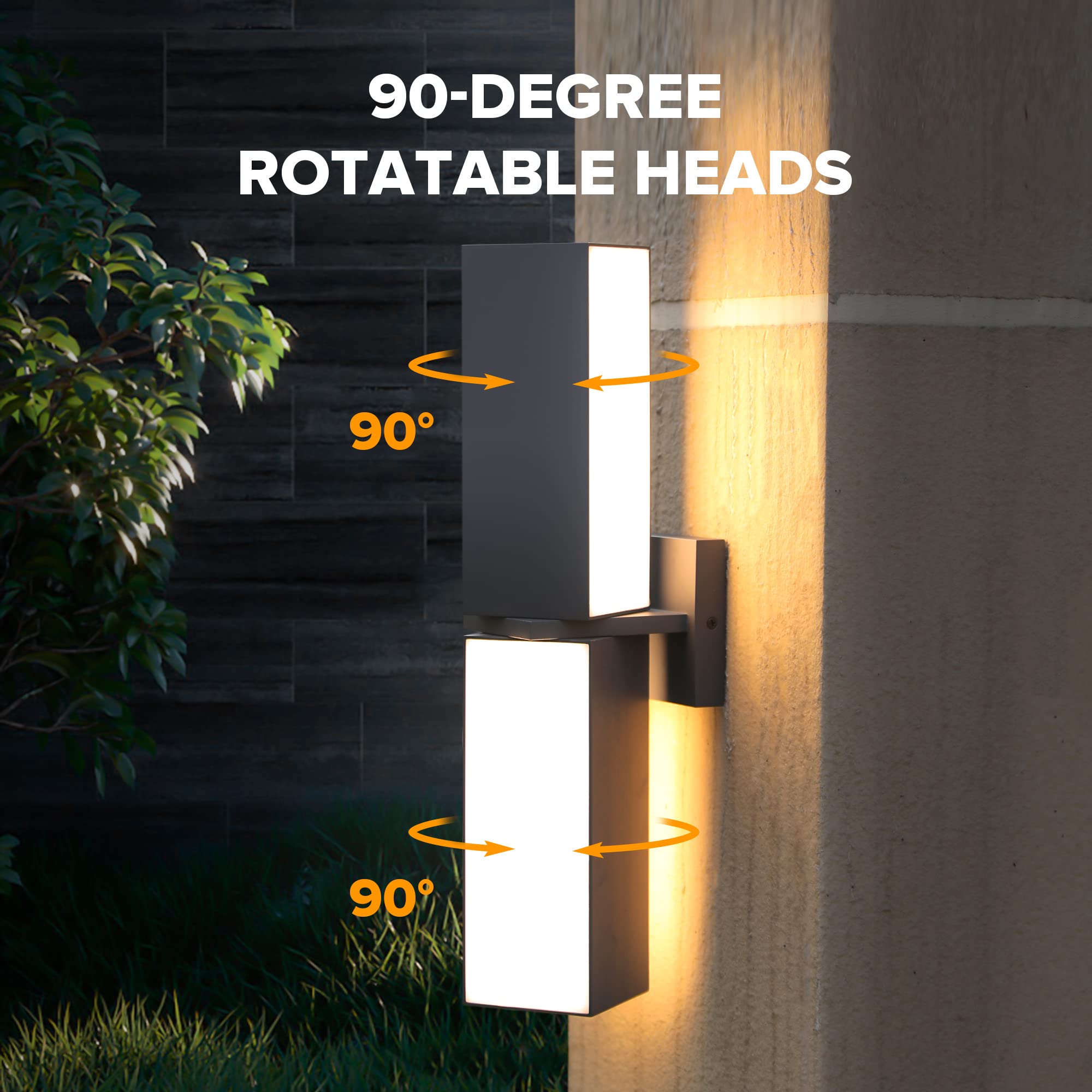 LUTEC Cuba LED Porch Wall Light 3000K 2000LM Aluminum Waterproof Grey Sconce for Outdoor Entryway, Patio, Home