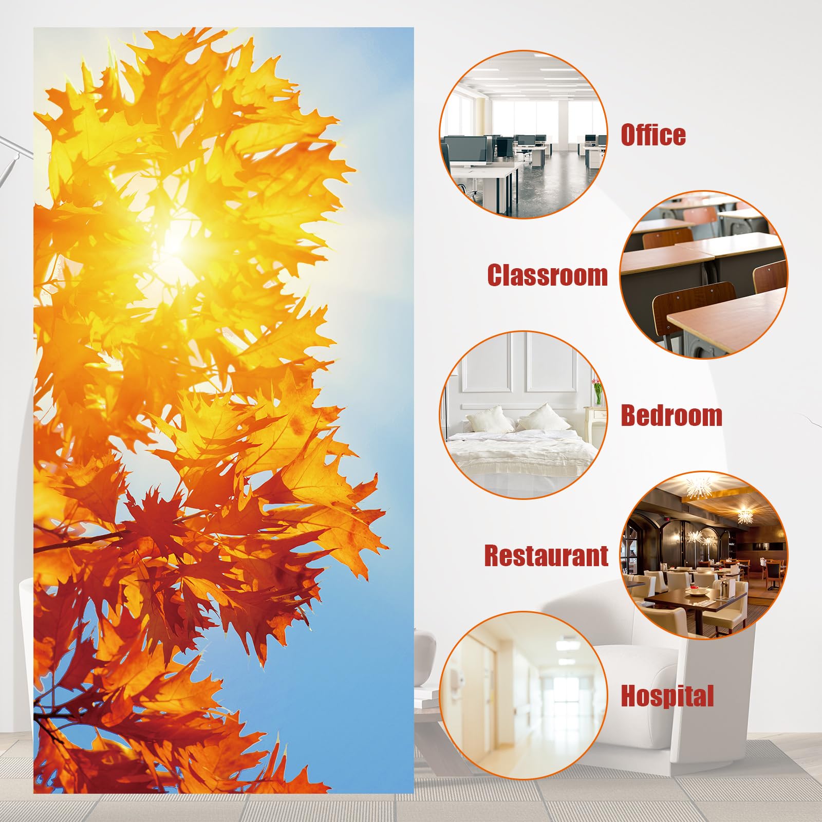 Outus Fluorescent Light Cover Magnetic Ceiling Panel 2x4 ft Polyester Maple Leaf