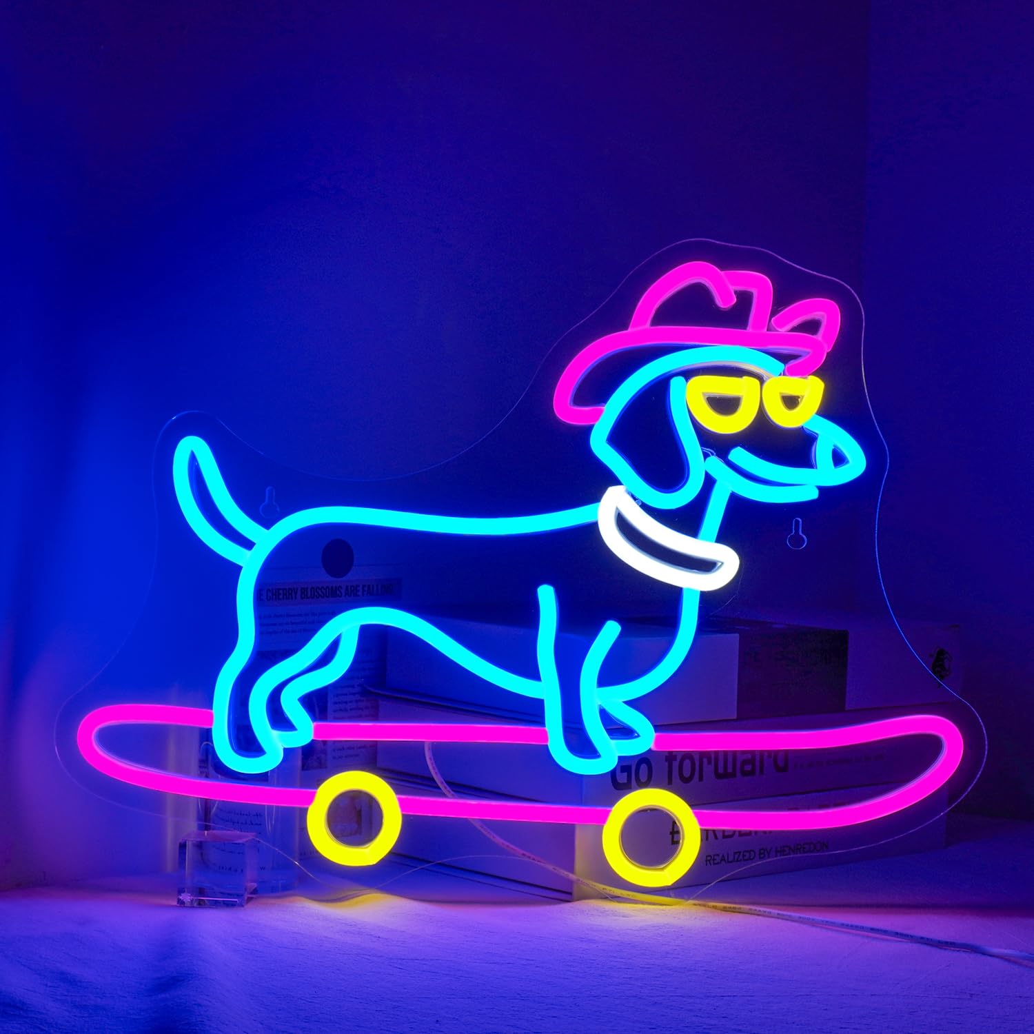 LUCUNSTAR Dachshund Neon Sign, USB Connectable, Adjustable Brightness, 16.5inx12.5in, Plastic, Dog Wall Decor