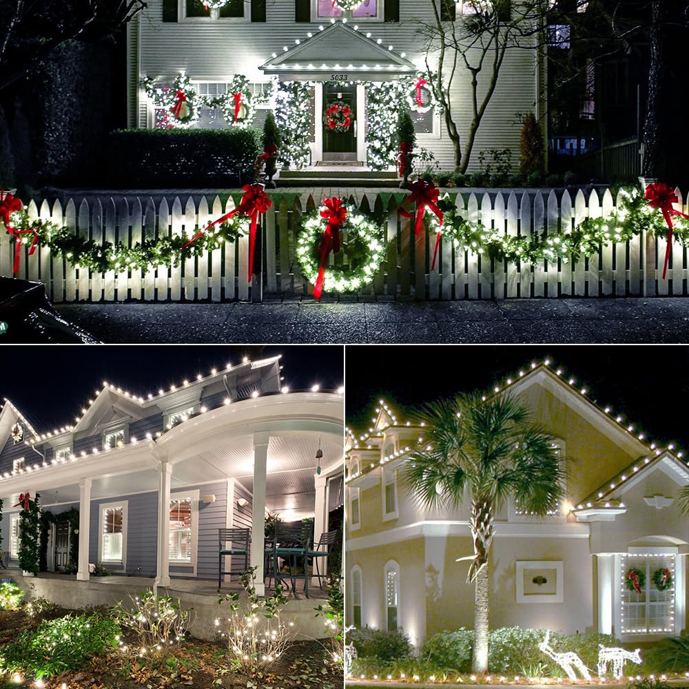 Brizled C9 Christmas Lights Cool White 16Ft 25 Led Faceted Outdoor Christmas Lights Connectable Xmas Light 120V Ul Certified For Tree, Holiday, House Decor