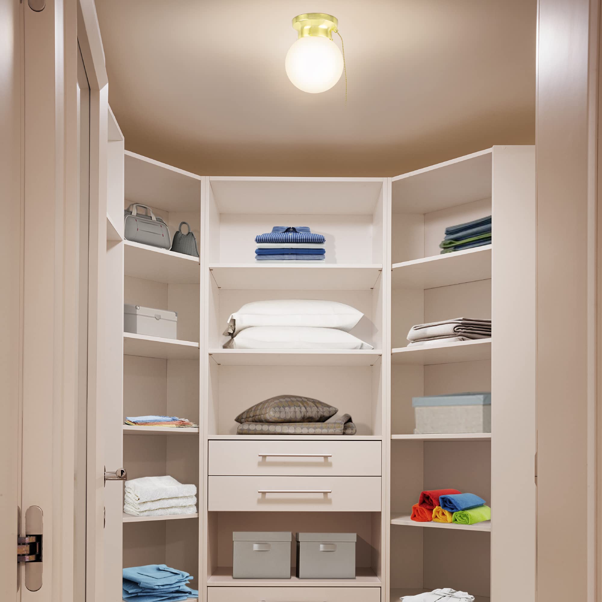 Ultralux 6in Utility LED Flush Mount Light Fixture, 500 Lumens, 3000K, Brushed Gold, 1-Pack, ETL-Certified, Alloy Steel