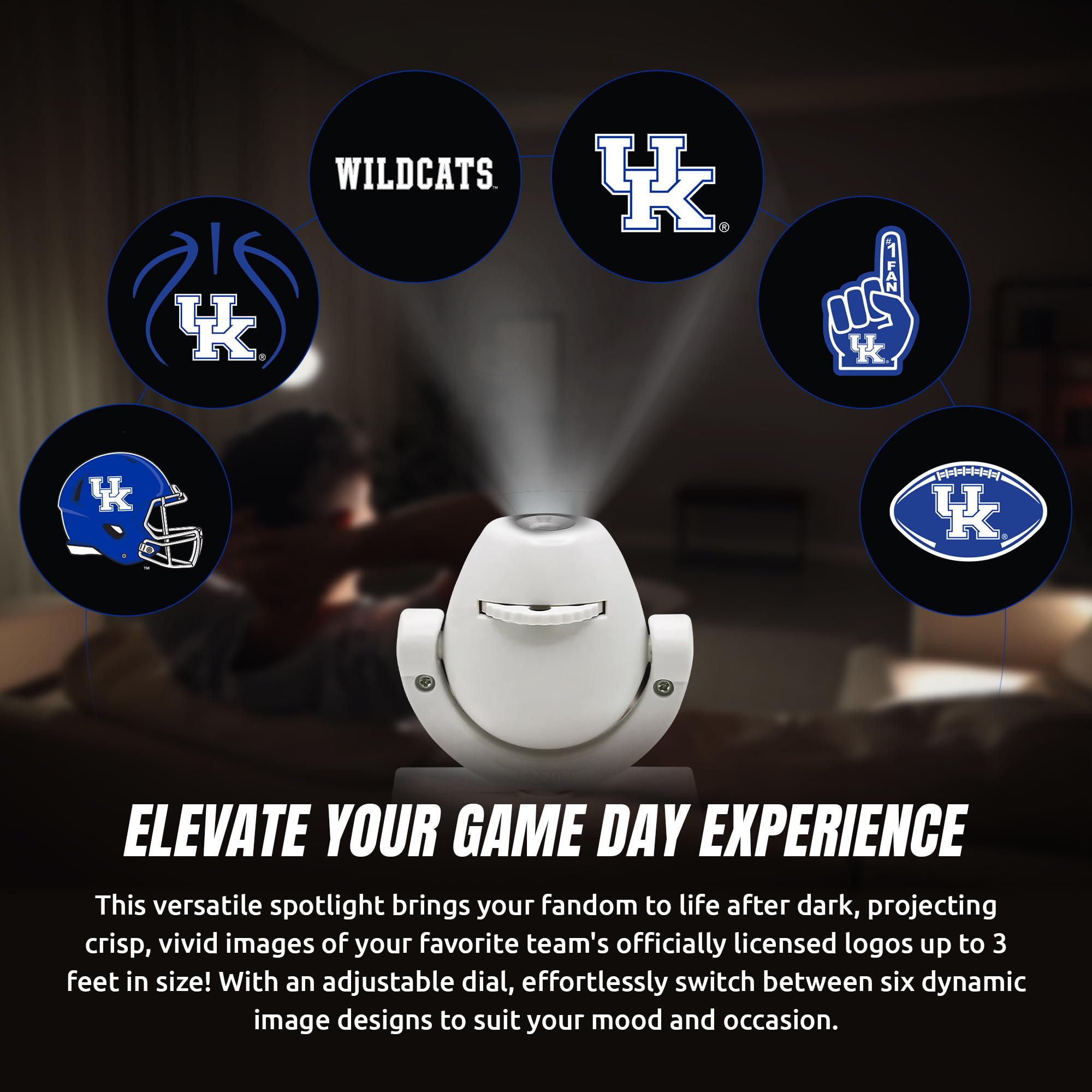 Sporticulture Ncaa Kentucky Led Mini Spotlight Projector, 6 Team Logos, Portable & Rechargeable