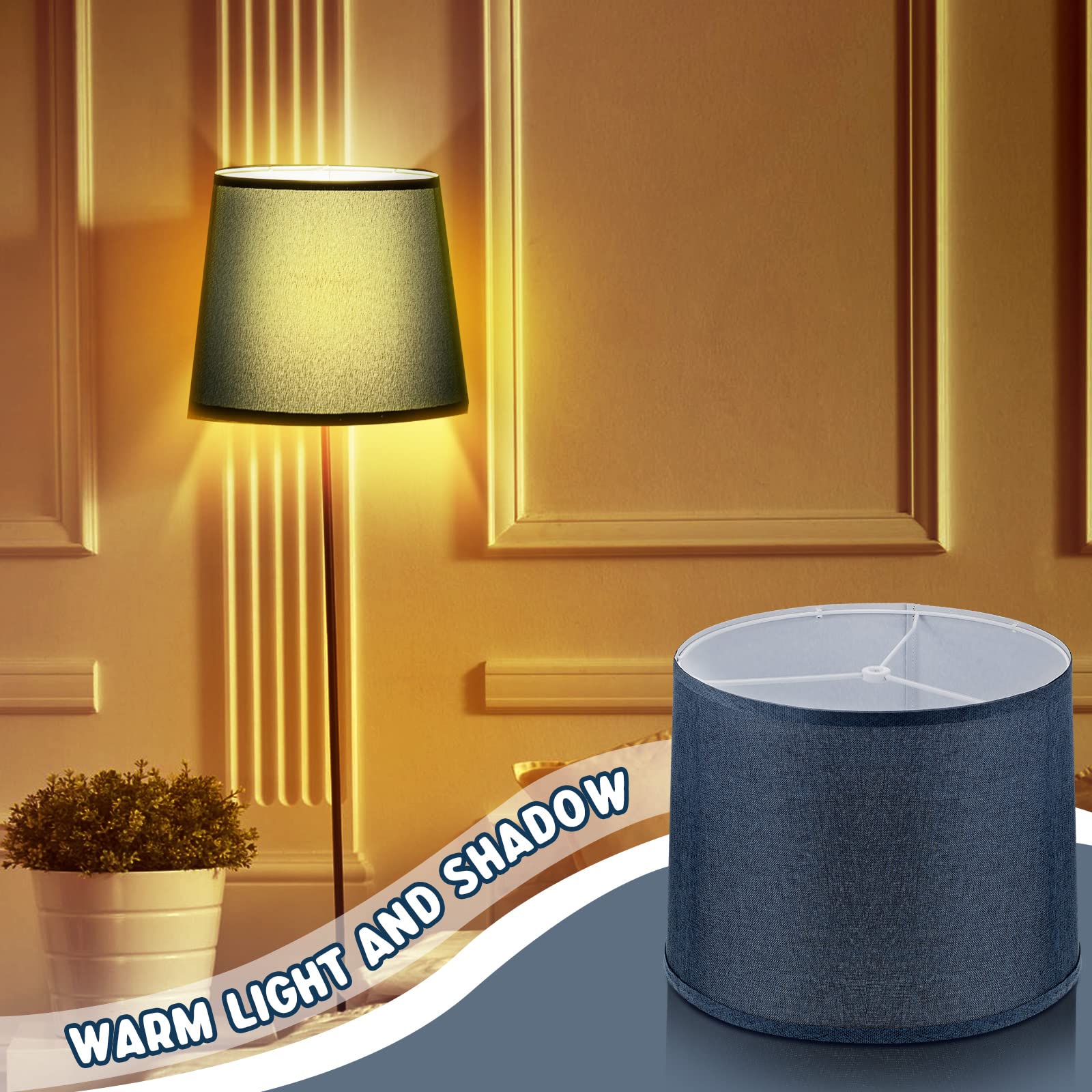 Nuanchu Set of 2 Drum Lampshade Natural Linen Lampshade medium 11.6 Inch Top x 12.6 Inch Bottom x 9.8 Inch High Classic Fabric L