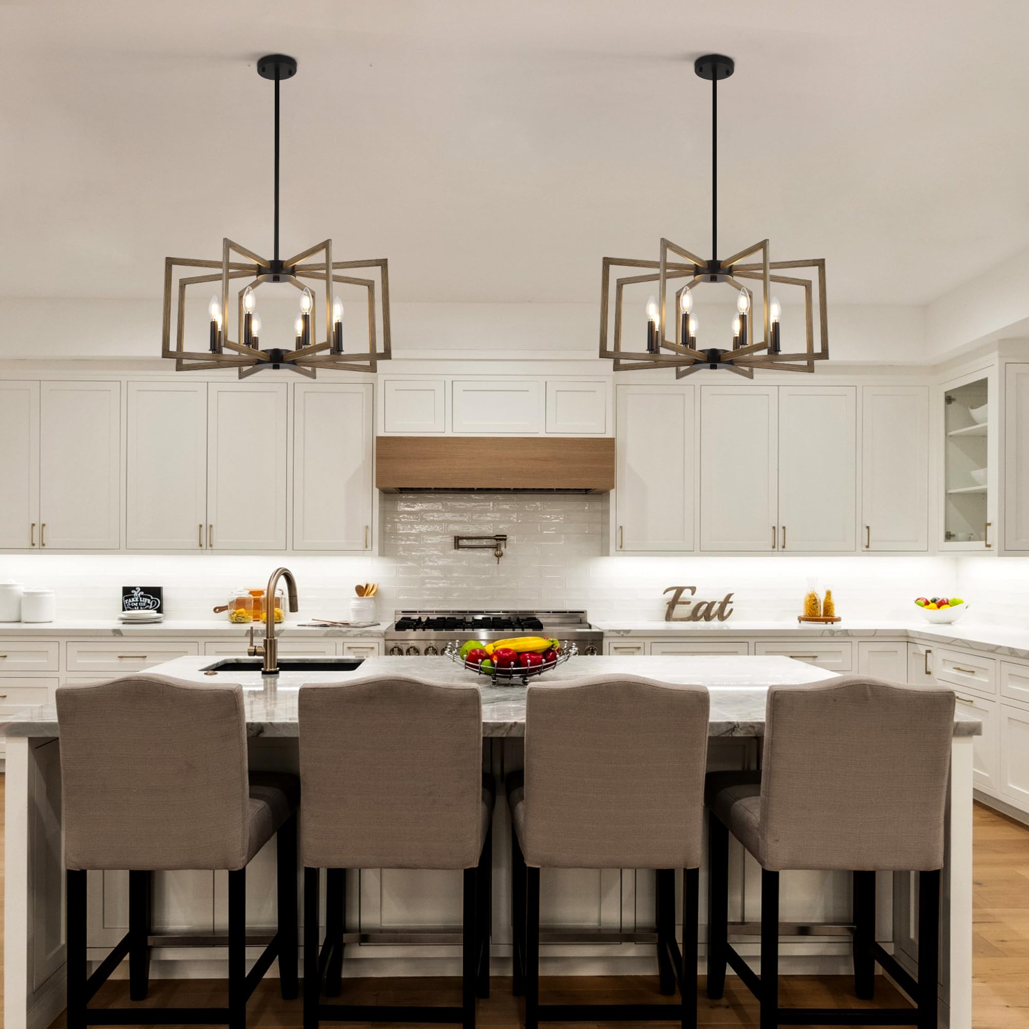 Klgxnrd 8-Light Modern Farmhouse Chandelier, Vintage Geometric Dining Room Lighting Hanging, Industrial Chandelier For Kitchen I