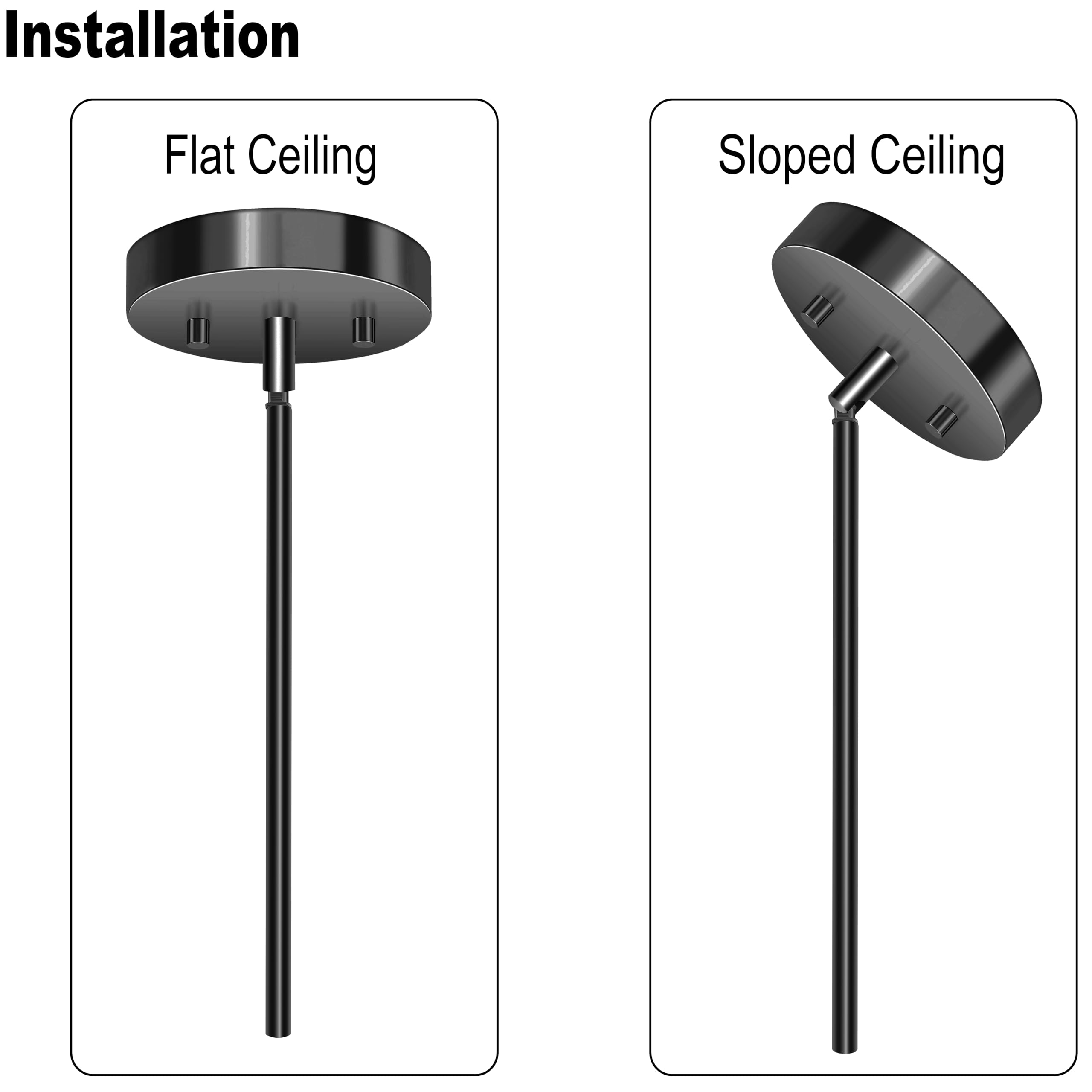 MAYOMAJO 8-Piece M10 Threaded Extension Poles Kit for Pendant Lights, Black, Model EXD-4+4, Includes Sloped Ceiling Adapter