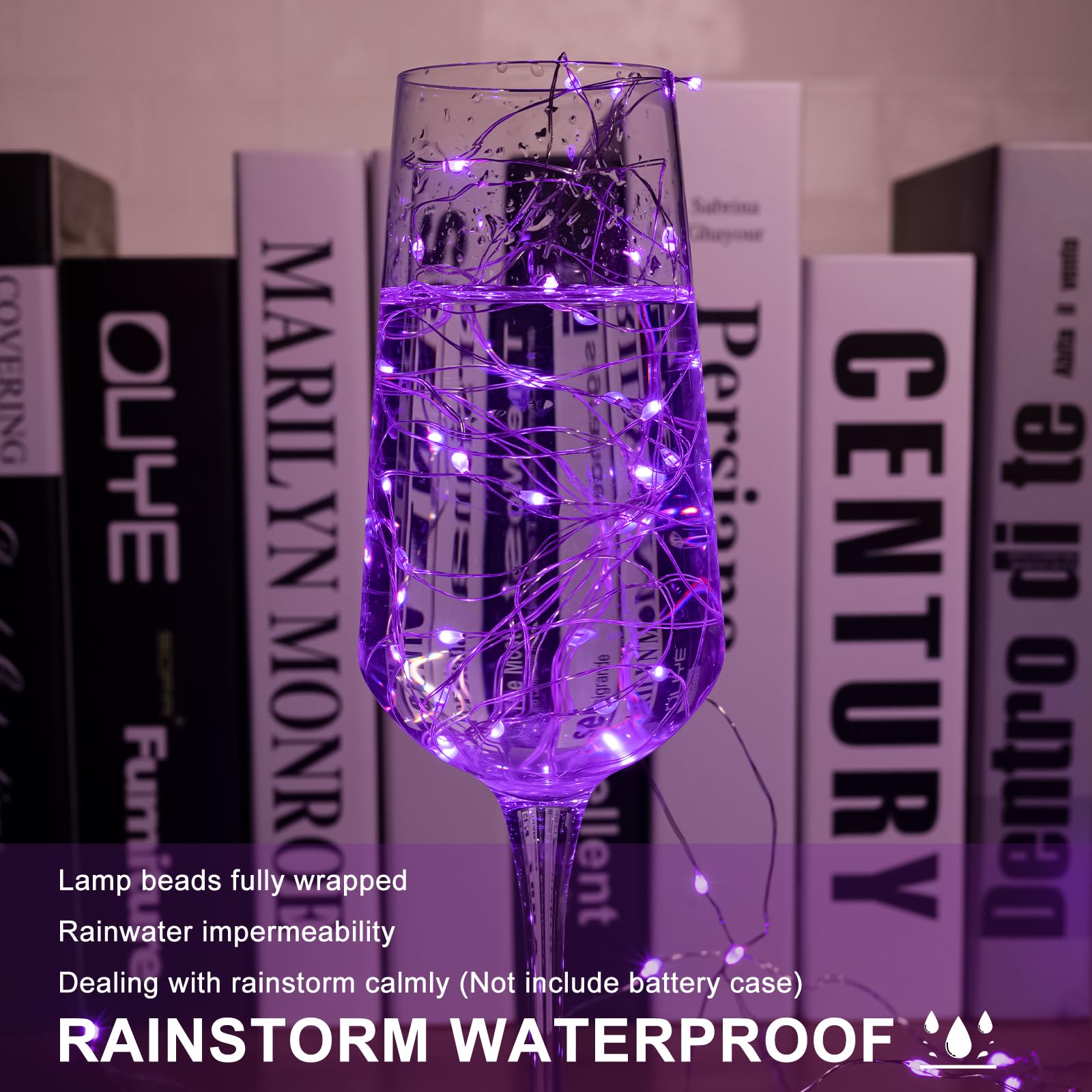 Sinamer 6 Pack Led Fairy Lights 7Ft Battery Powered Waterproof Silver Wire 20 Led Mini String Mason Jar Lights For Diy Wedding Party Bedroom Patio Easter Christmas (Purple)