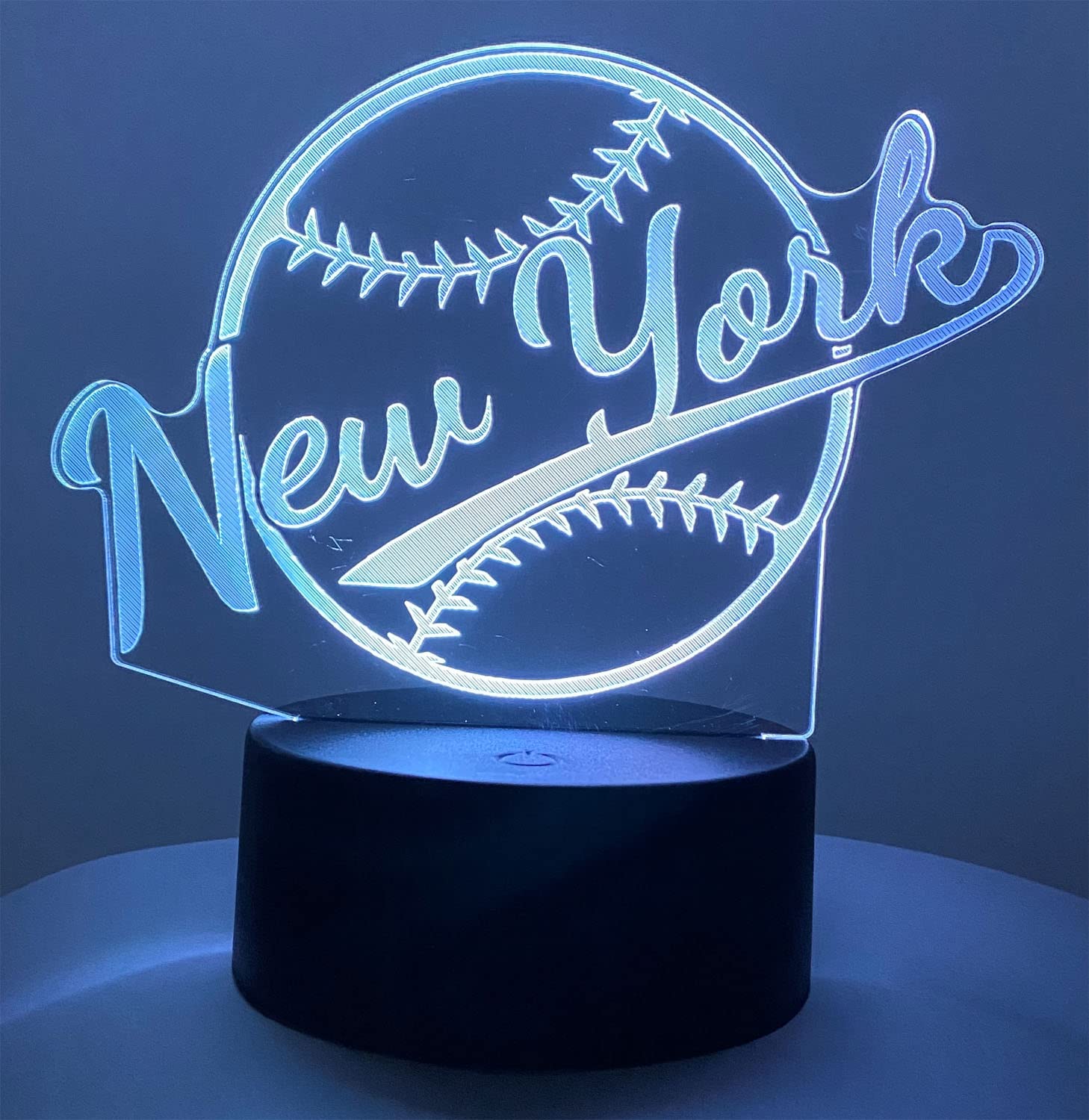 Clorurbanlive 3D Baseball New York Night Light 3D Illusion Lamp For Boys Gift 16 Changing Color Remote Control Kids Room Ball Decor Lighting (New York Multicoloured)