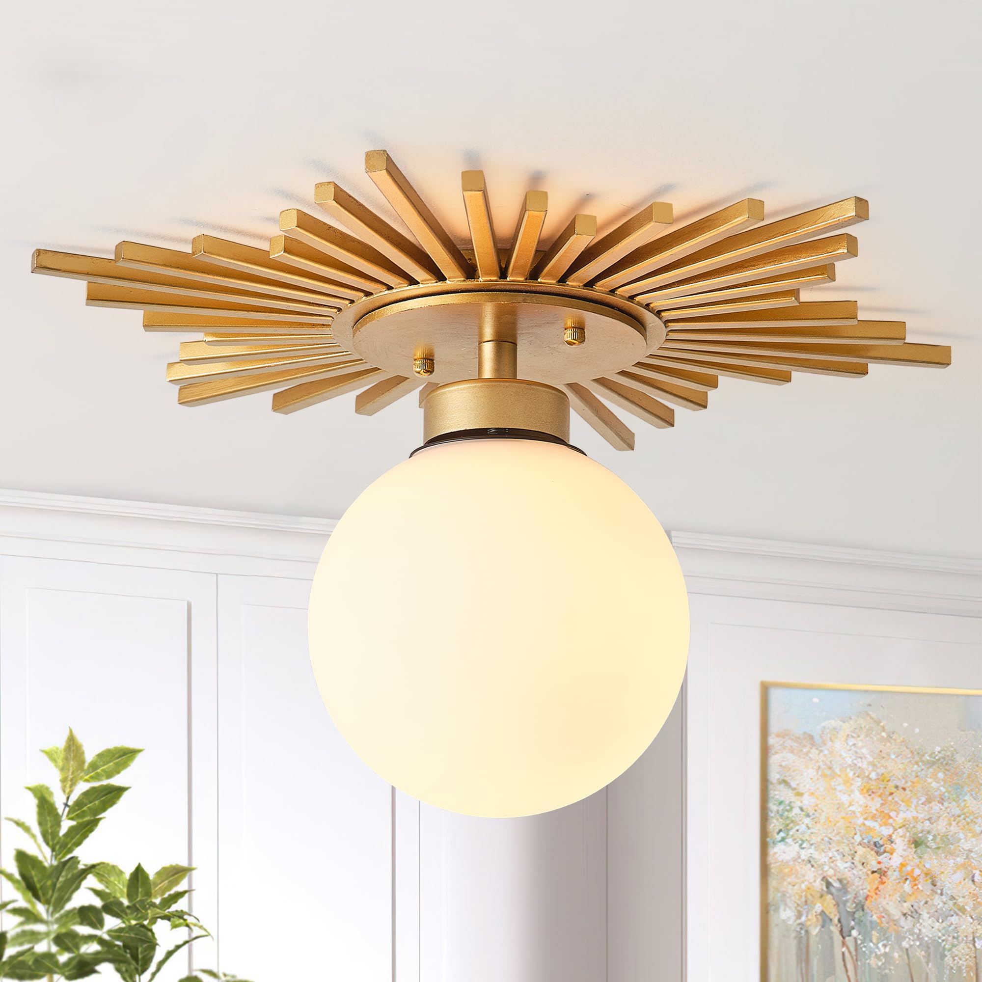Gold Chandeliers For Dining Room Semi Flush Mount Ceiling Lights Over Table Pendant Lamp For Kitchen Bedroom Entryway Hallway Living Room  E26 Base  Bulb Not Included  18 Inch