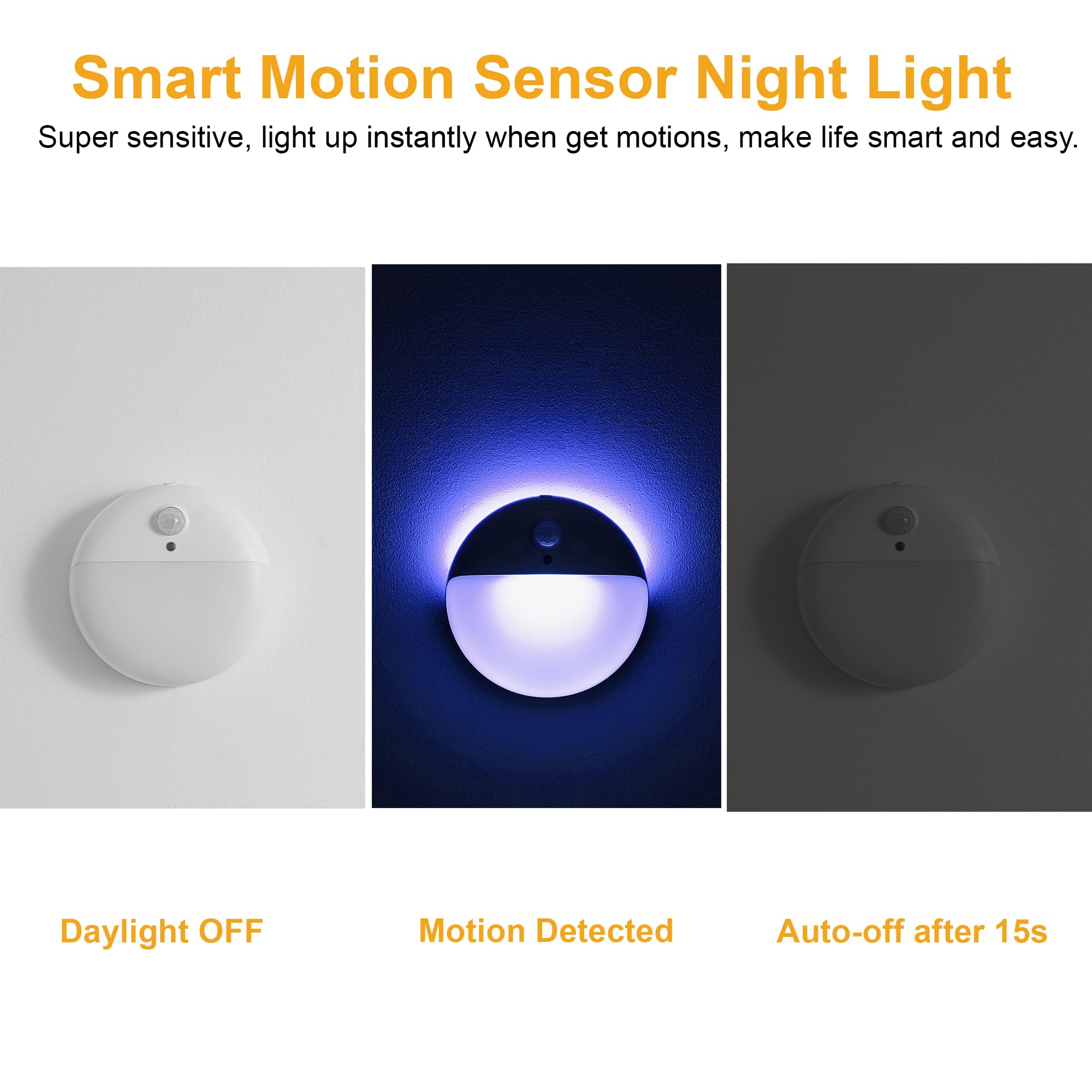 YUNLEX Motion Sensor Stair Lights 2 Pack, Dimmable Portable Night Light, Blue, Model NLS26
