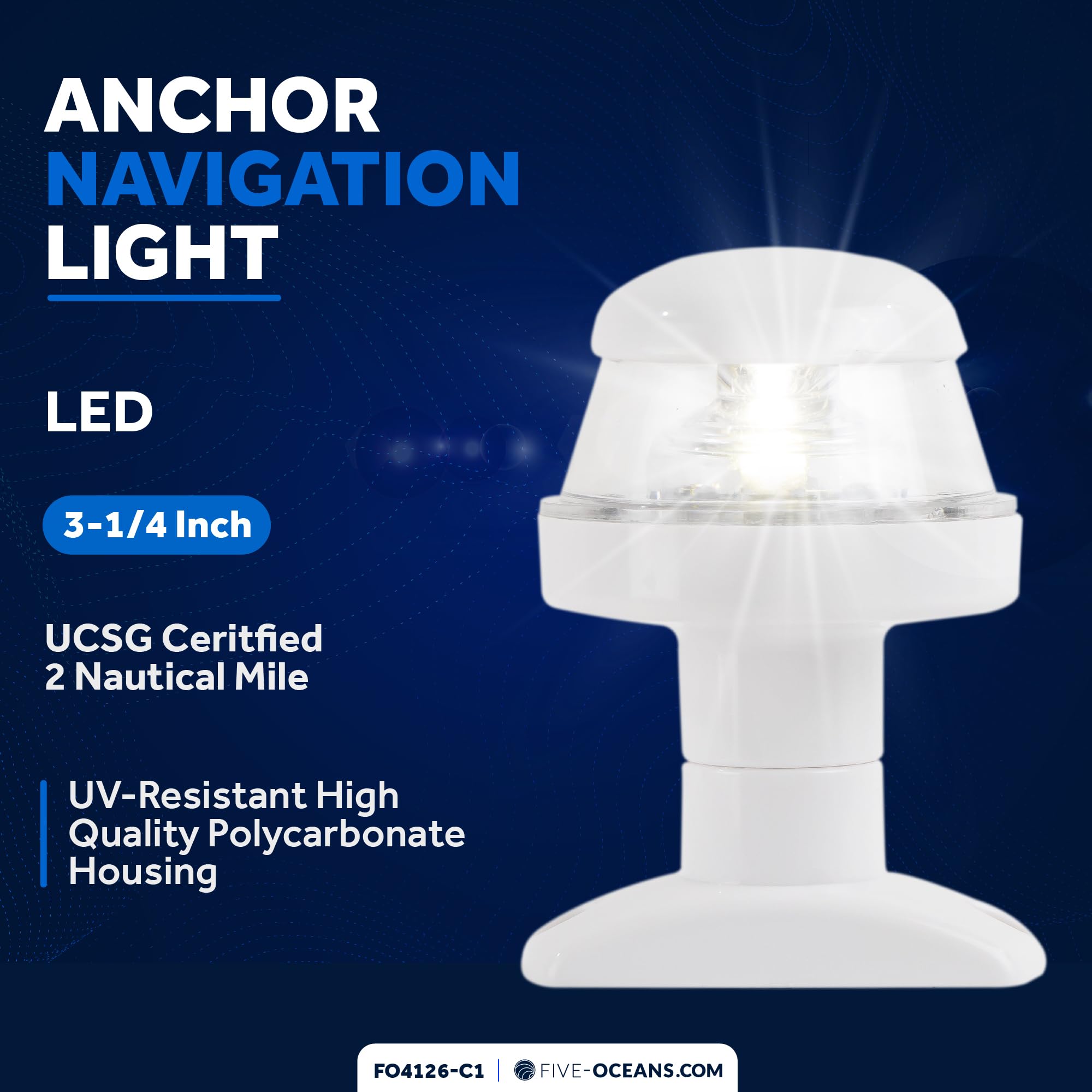 Five Oceans Boat Navigation Light Kit, LED Anchor & Bi-Color Lights, 12V, Model 4126-C1, Small, Black