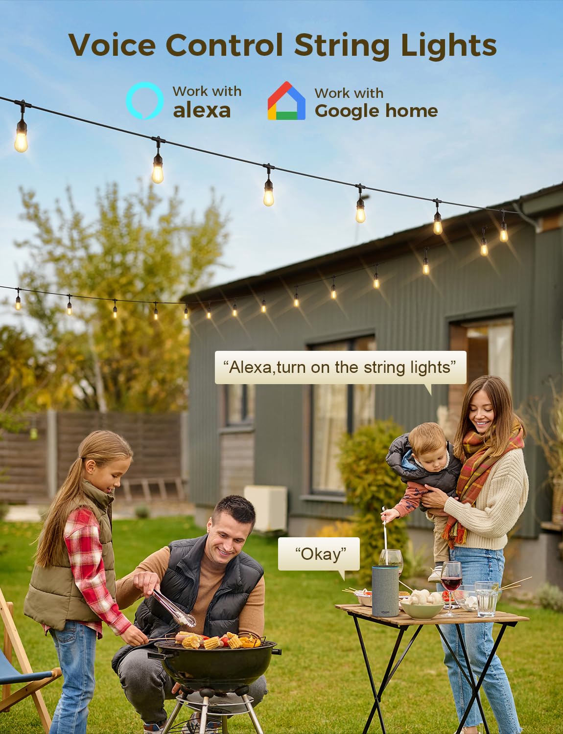 Xmcosy+ Smart Outdoor String Lights, 123Ft Led Patio Lights Waterproof Ip65, App Control, Compatible With Alexa, Dimmable Edison