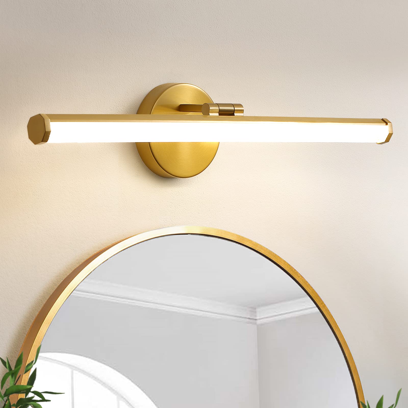 KAISITE Bathroom Light Fixture - Gold 22 Inch LED Dimmable Vanity Light Bar, 4000K, Model 8037ML-18GD-US