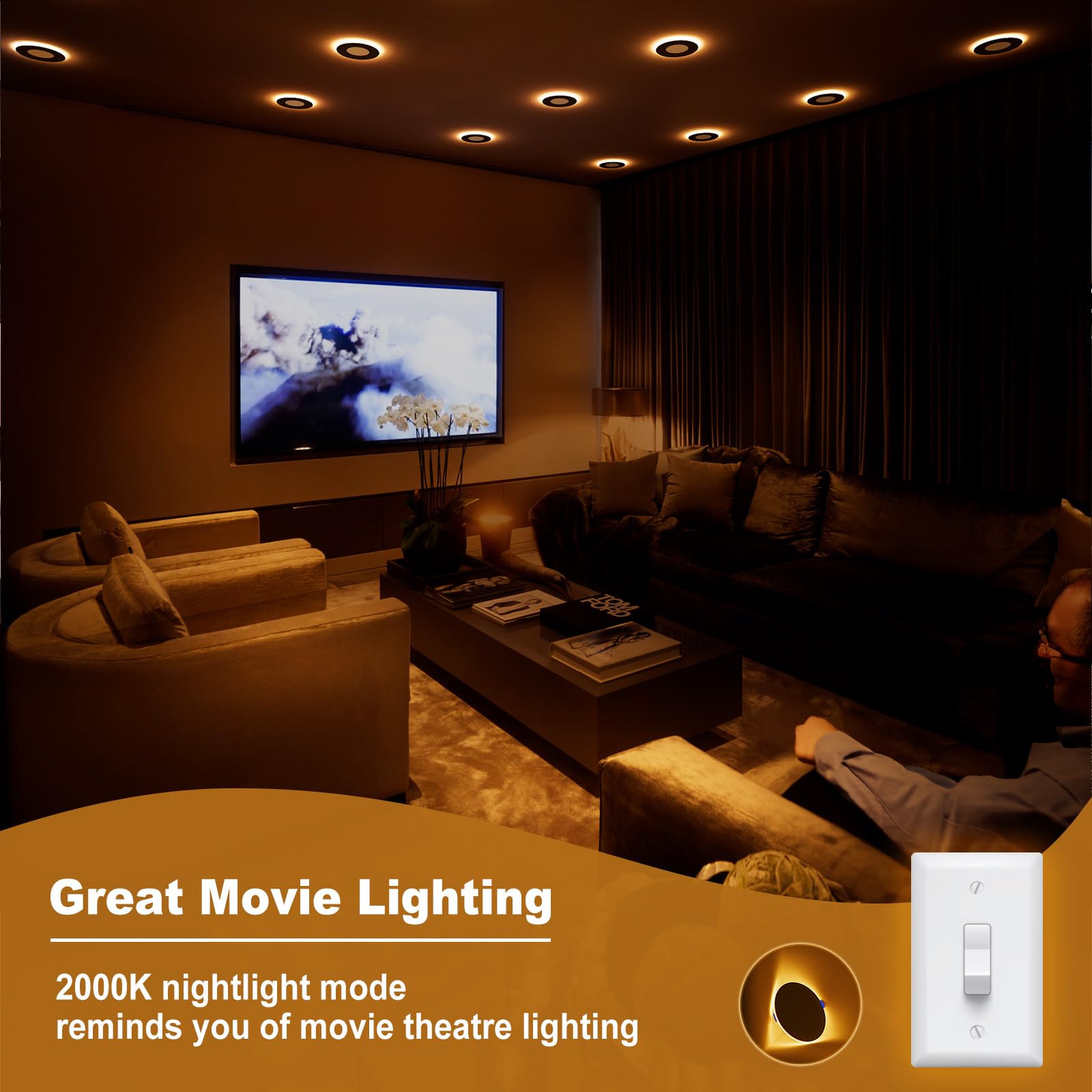 VOLISUN 4 Inch Canless LED Recessed Lighting, 12 Pack, 2700K-5000K, Black, 9.5W=80W, 810LM