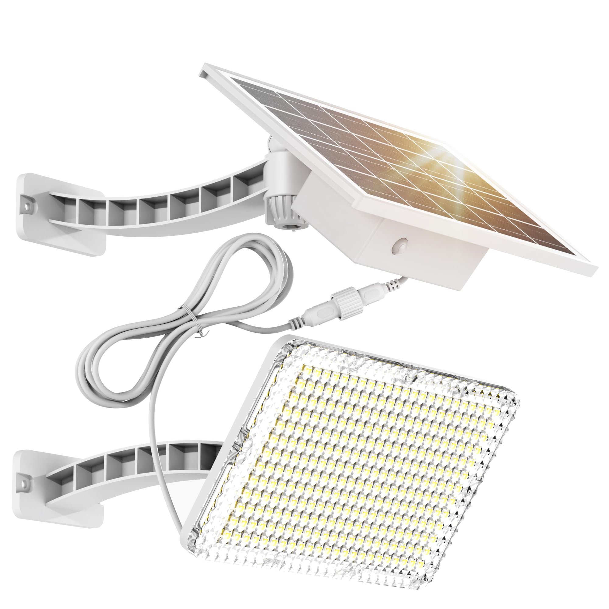 Jackyled Solar Dusk To Dawn Light Outdoor 1000 Lumens 299 Led Solar Security Lights With Extension Cord, Ip65 Waterproof Solar P