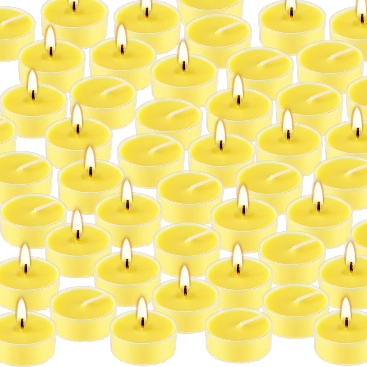 100 Pcs Citronella Tealight Candles In Clear Cup, Summer Yellow, Outdoor And Indoor Citronella Candle For Balcony, Garden, Porch Patio, 4 Hour Burn Time