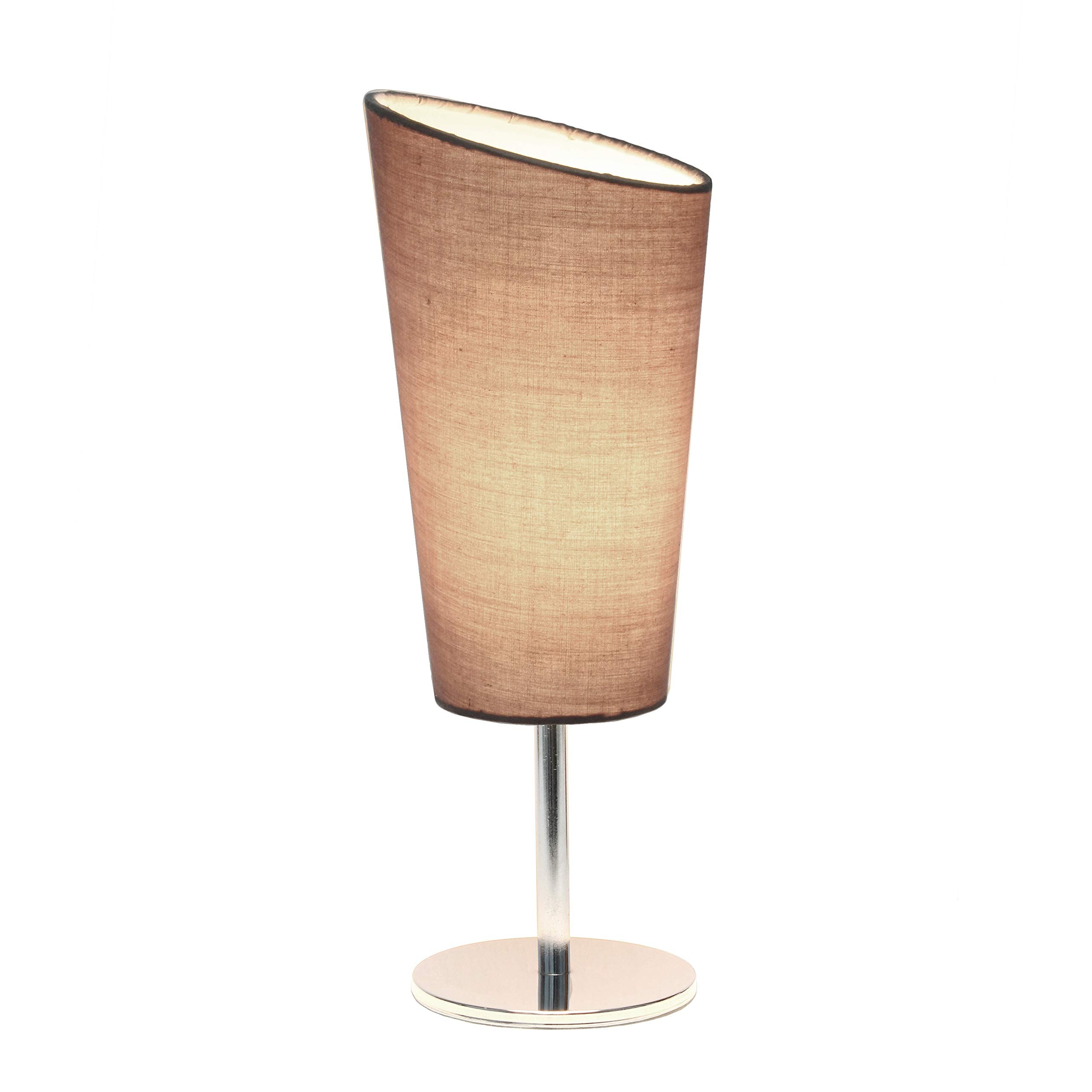 Simple Designs Lt2061-Gry Mini Table Lamp, Gray Fabric Shade, Metal, 4.75X4.75X12.6