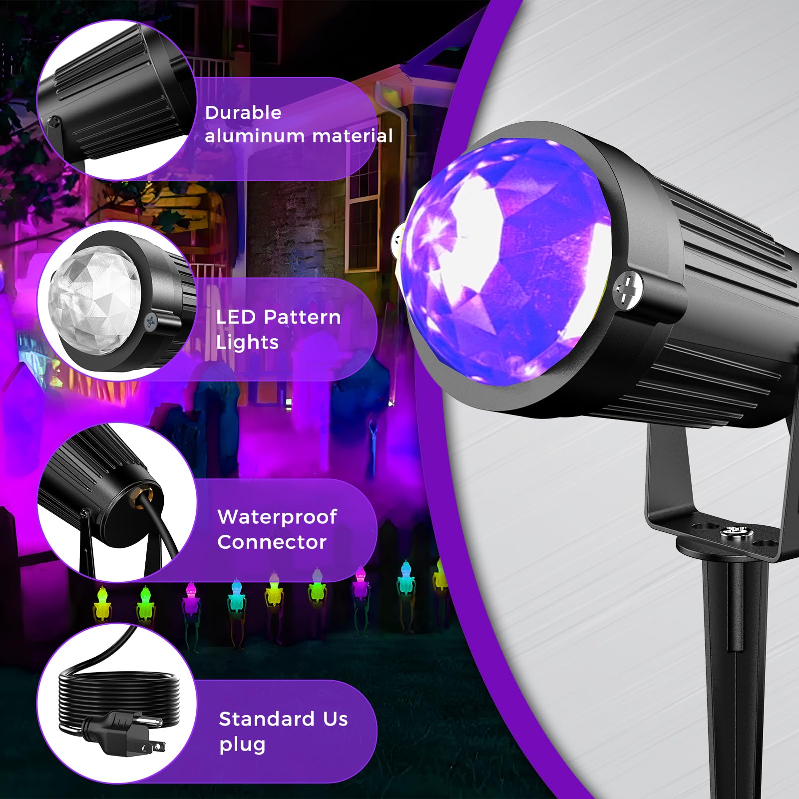 Jiaqiyan Spot Lights Outdoor Landscape Lighting 12W Color Changing Spotlight Outdoor With Remote Control For Yard House Path 120