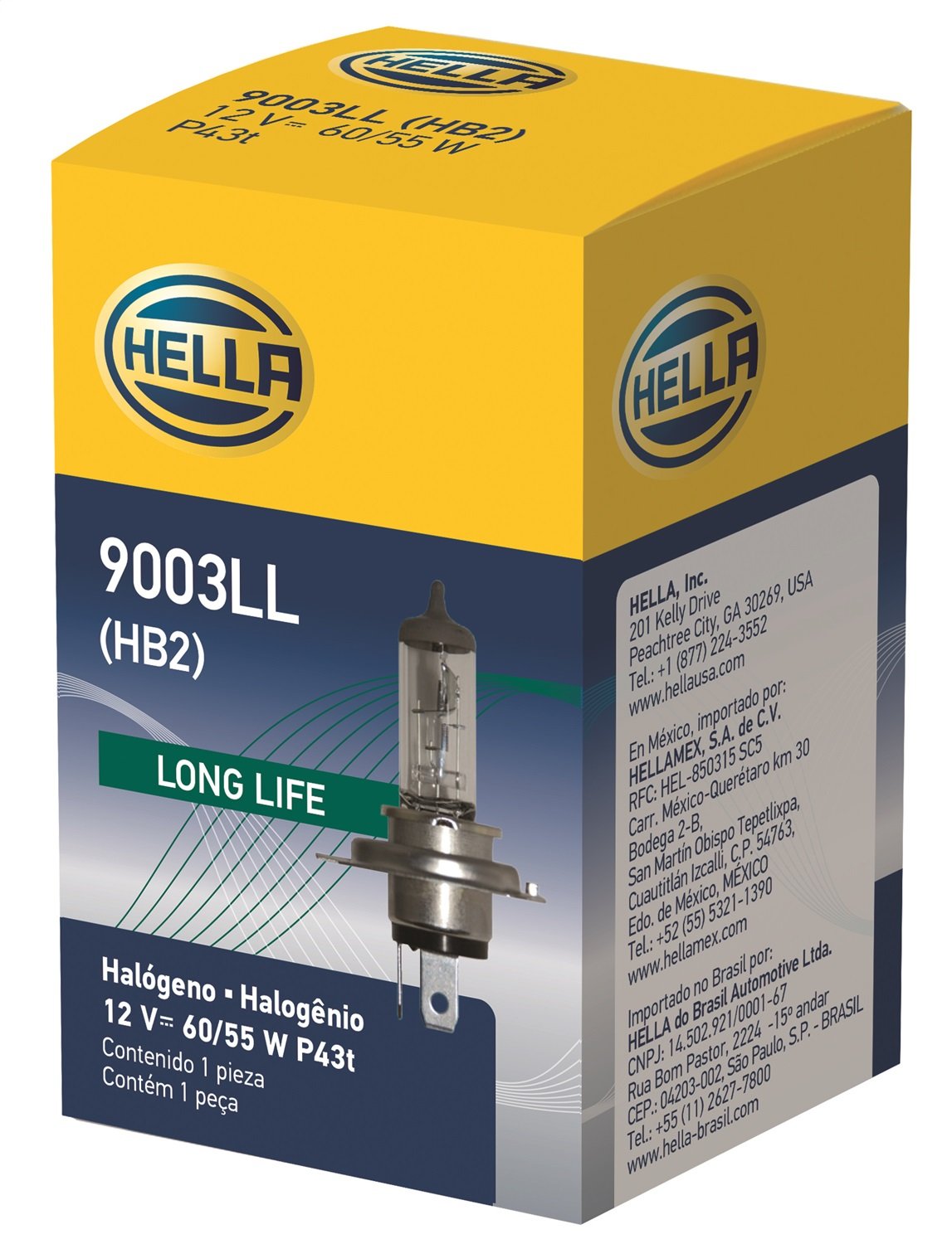 HELLA 9003LL Long Life Bulb, 12V, 60/55W (Pack of 2)