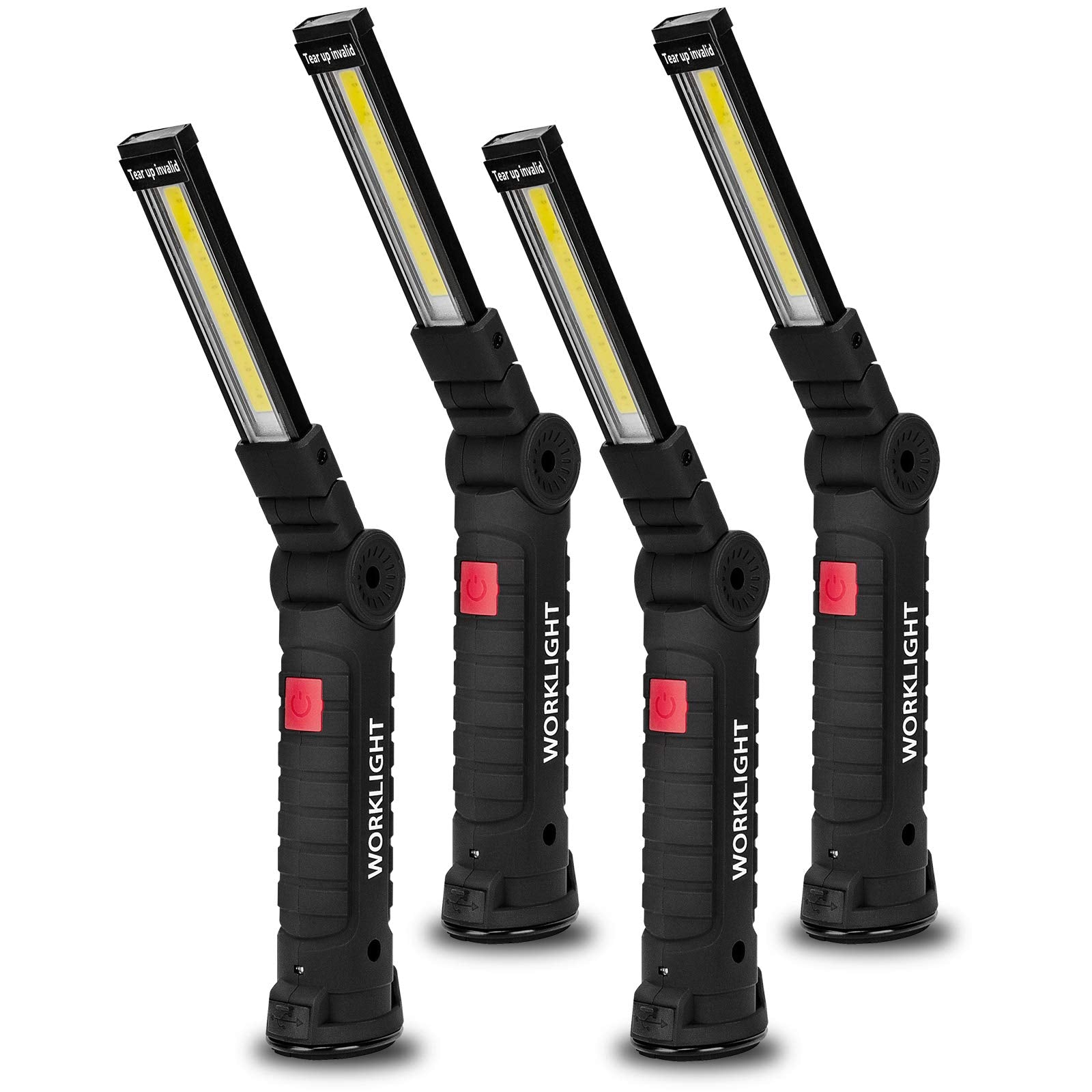 Lmaytech Gifts For Men 4Pack Led Flashlight, Rechargeable Work Lights With Magnetic Base Hook 360Rotate And 5 Modes Bright Led F