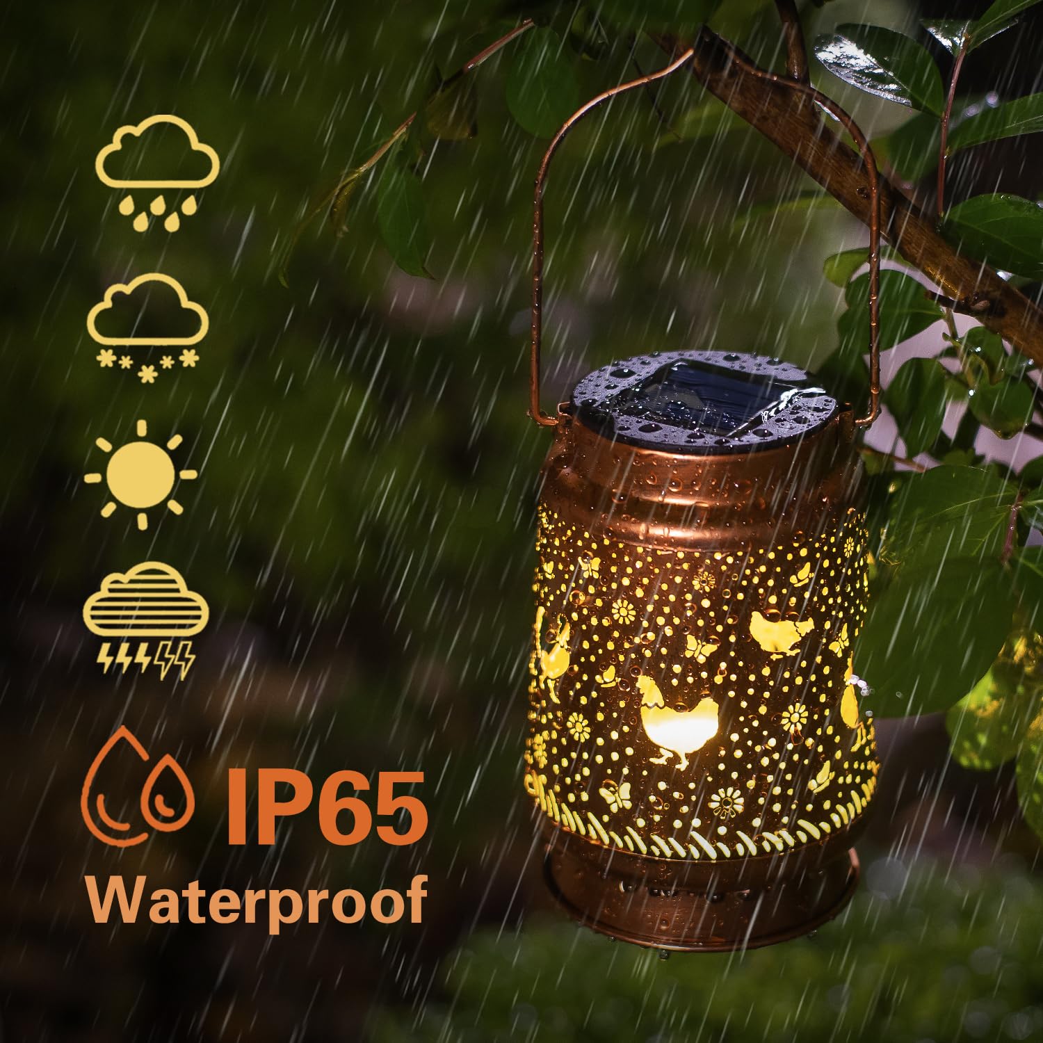 2 Pack Solar Chicken Lanterns Outdoor Waterproof Hanging Lights For Garden Decor, Yard, Patio, Lawn, Tabletop, Pathway, Landscap