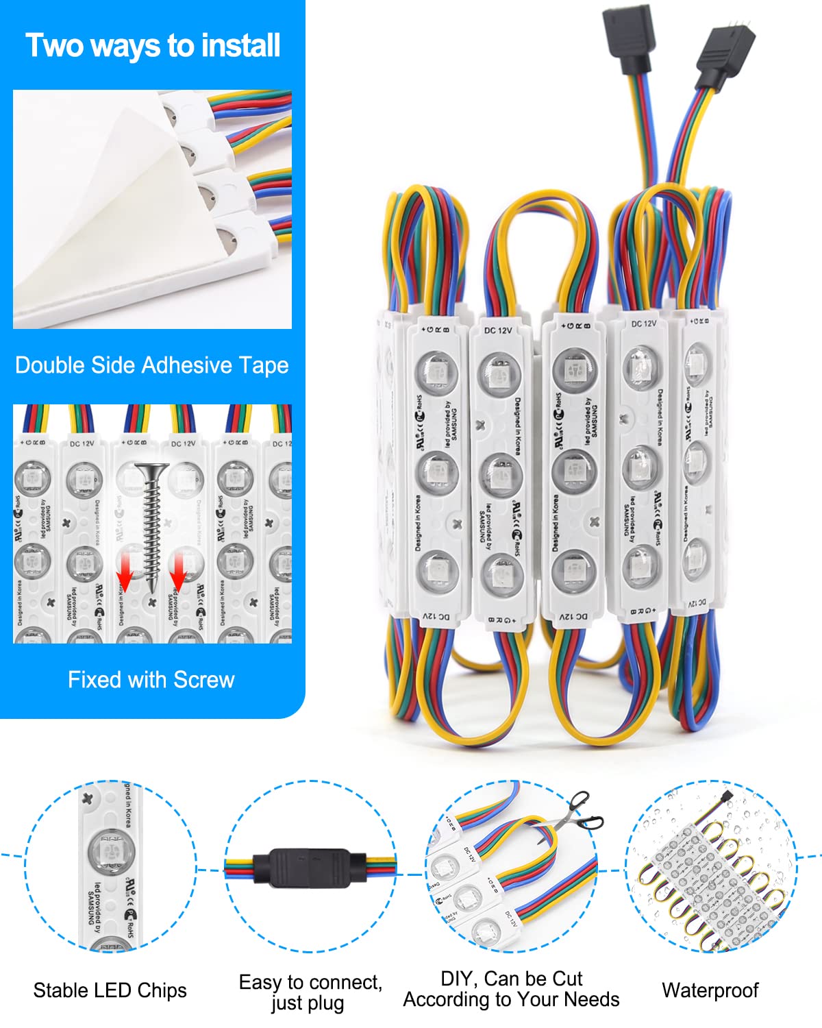 Led Window Lights Storefront Decorative Lights For Business 12V 5050 Advertising Signs Commercial Store Light Led Module 50Ft (5