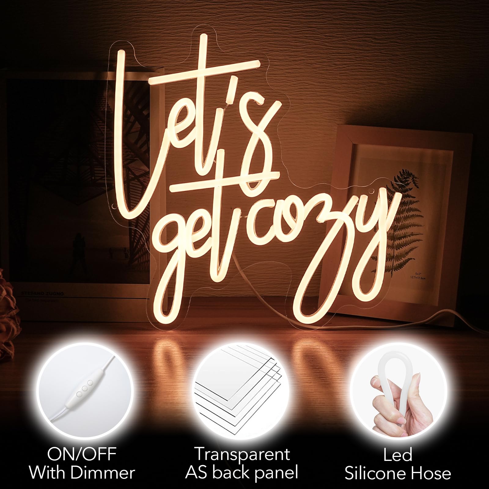Noasktt Neon Sign Wall Decor, Warm White LED, 13x12.6 in, Acrylic, USB Powered, Cozy Living Room/Game Room Decor