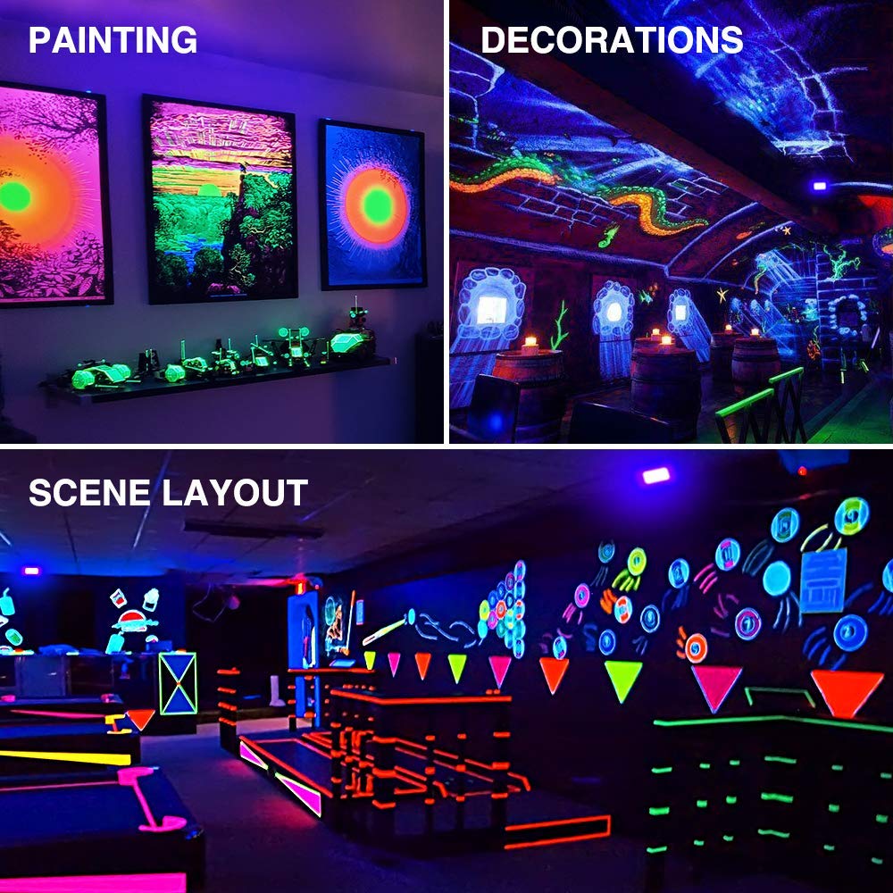 Onforu 2 Pack 60W Led Black Lights, Ip66 Waterproof, For Dance Party & Halloween, Black, D50Uv