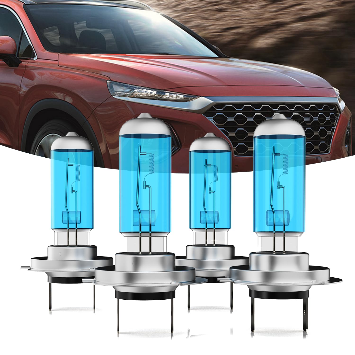 TTDBDAN Headlights Fit for (2007-2008)(2017-2018) Santa Fe Halogen Headlight Bulbs,H7 High Beam & H7 Low Beam Headlight Bulbs Ki