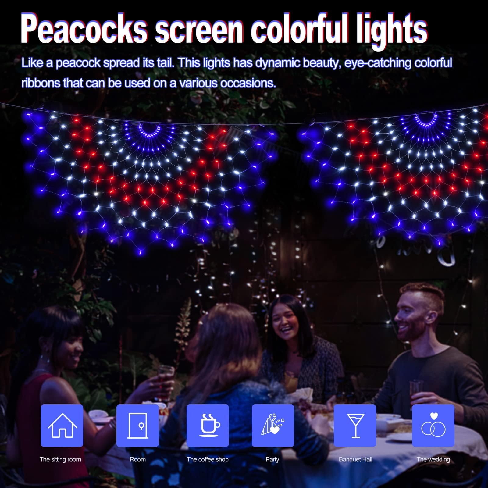 Leisure World 150 Led American Flag Lights, 3 Pack, 8 Modes, Outdoor Patriotic Decor