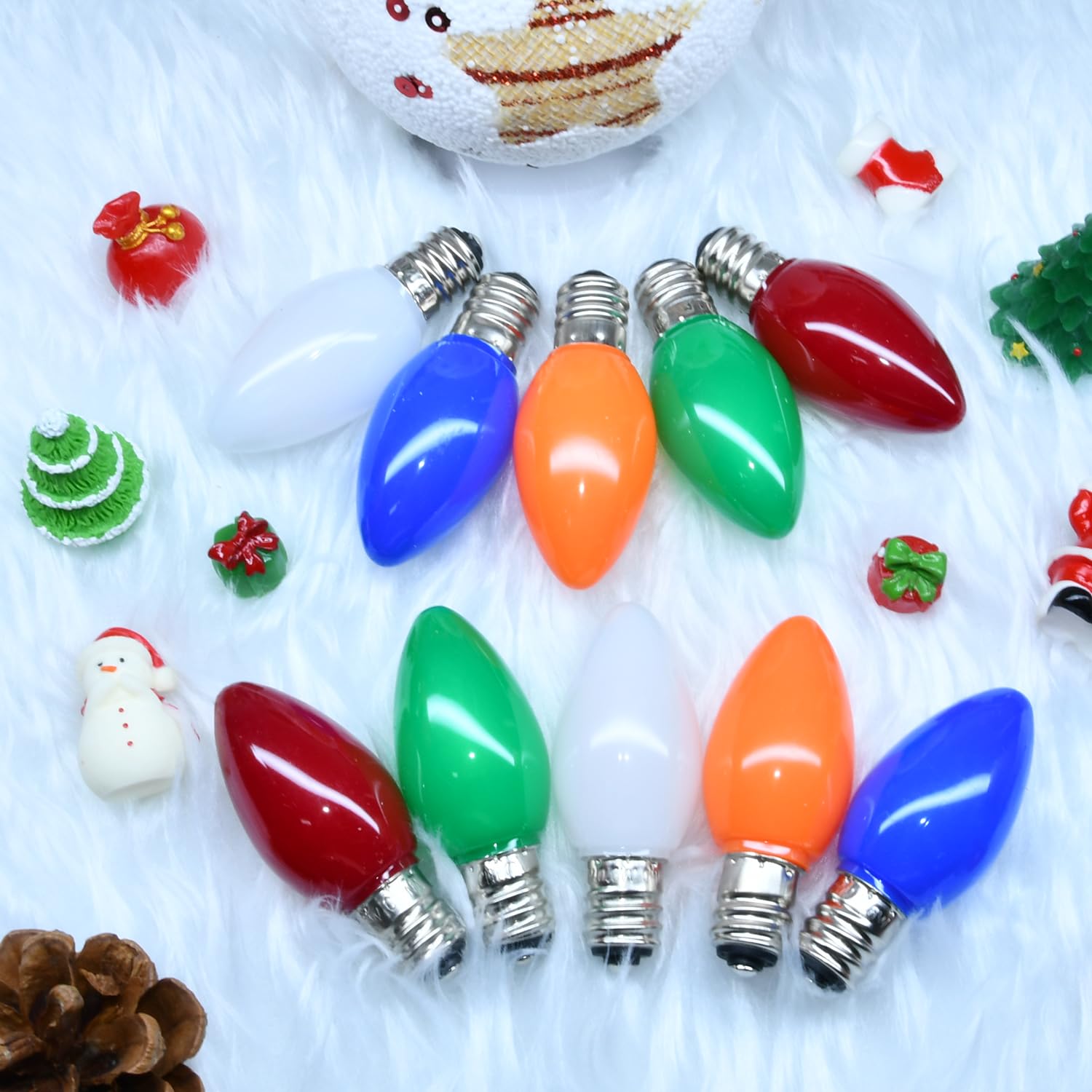 25 Pack C7 Led Light Bulbs, Multicolor Vintage Christmas Light Bulbs Led E12 Base Light Bulbs, For C7 Christmas Lights Replaceme