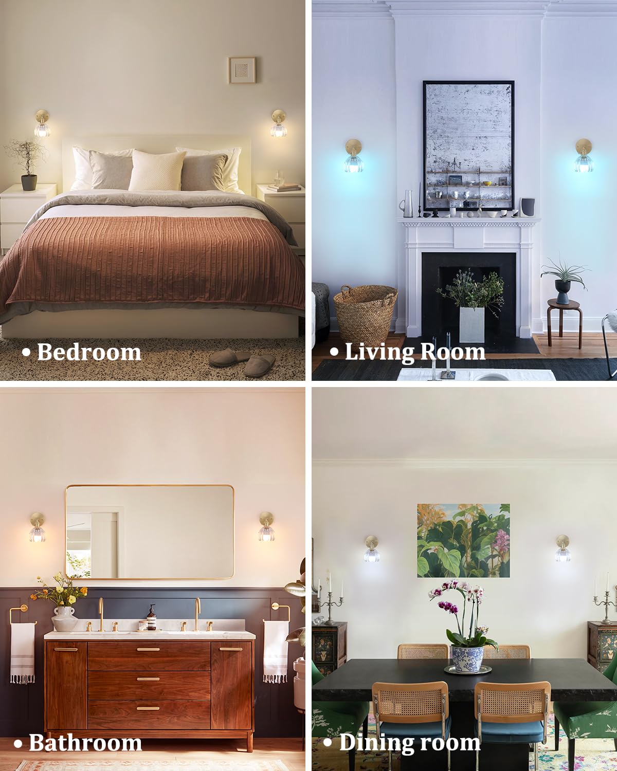Shenmoyl Vintage Battery Operated Wall Sconce, Clear Glass Lampshade, 5000 mAh, Remote Control, Set of 2, Ideal for Bedroom & Doorways