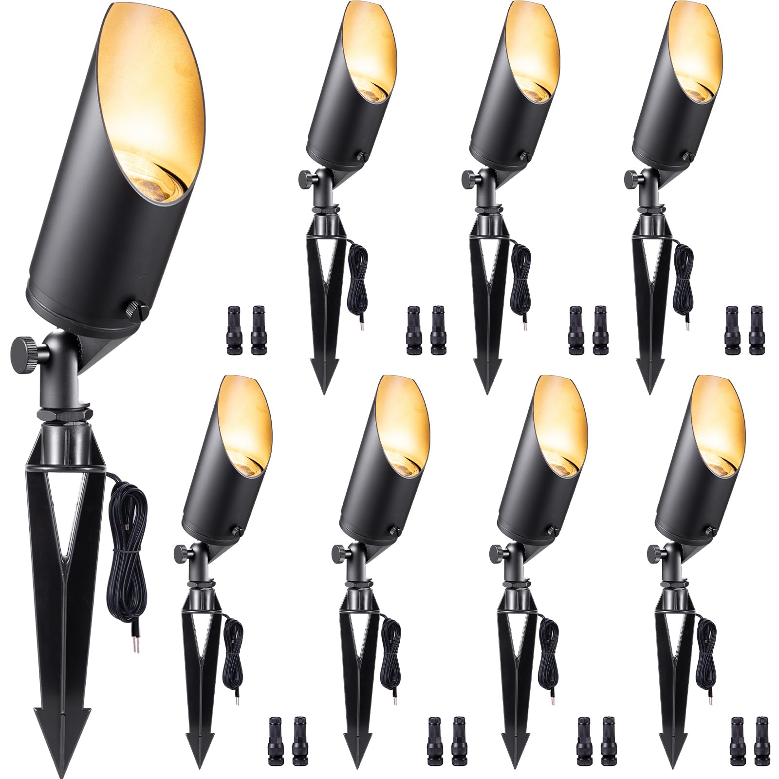 Gardenreet Brass Spot Light Low Voltage - Outdoor Landscape Spotlights, 12V Landscaping LED Uplights, Hard-Wired Adjustable Shie