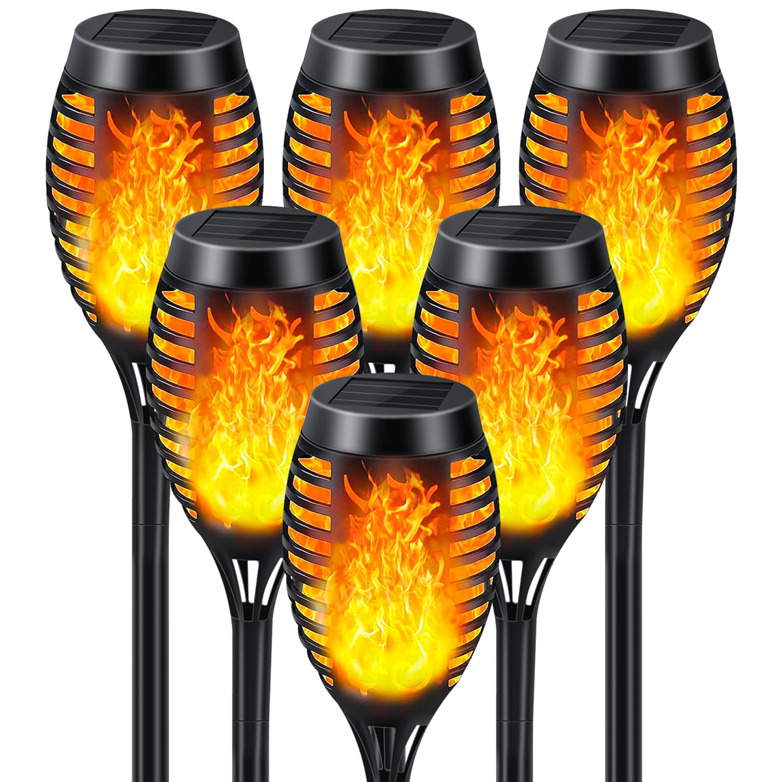 Solar Lights Outdoor 6 Pack, Solar Torch Light with Flickering Flame, Waterproof Outdoor Lighting Solar Powered Pathway Lights, 