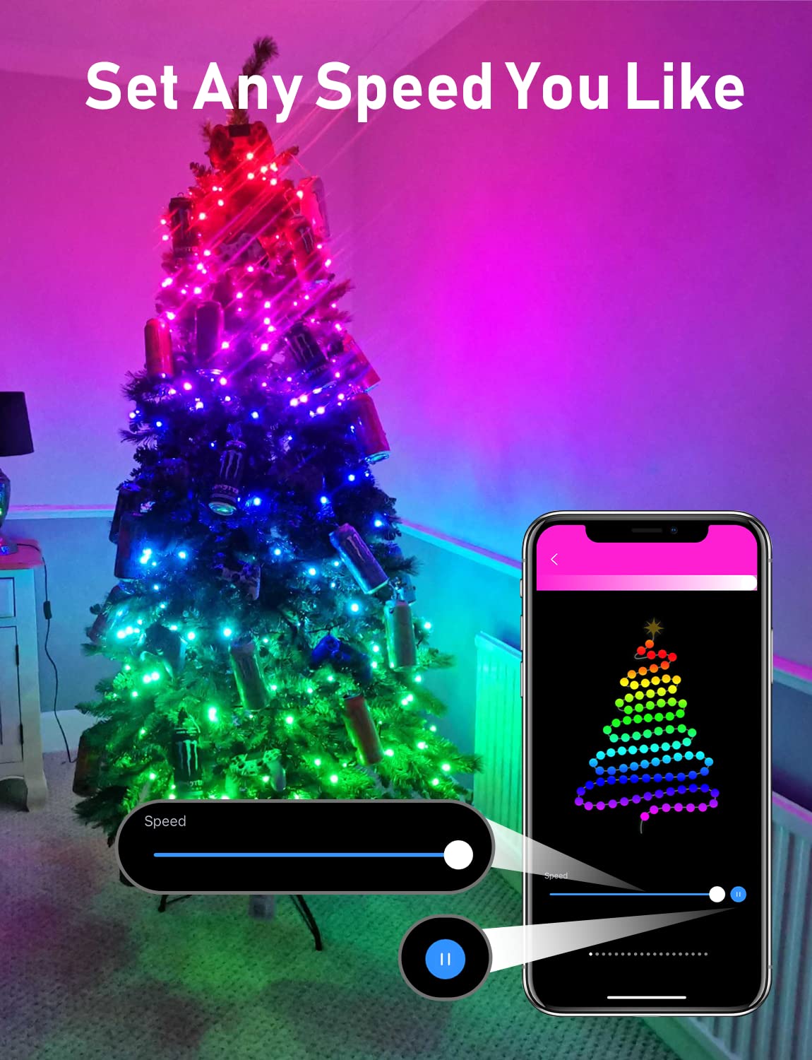 Aoycocr Bluetooth Fairy Lights - 33ft, 66 LED, RGB Color, Remote Control, Timer, Music Sync for Christmas & Halloween Parties