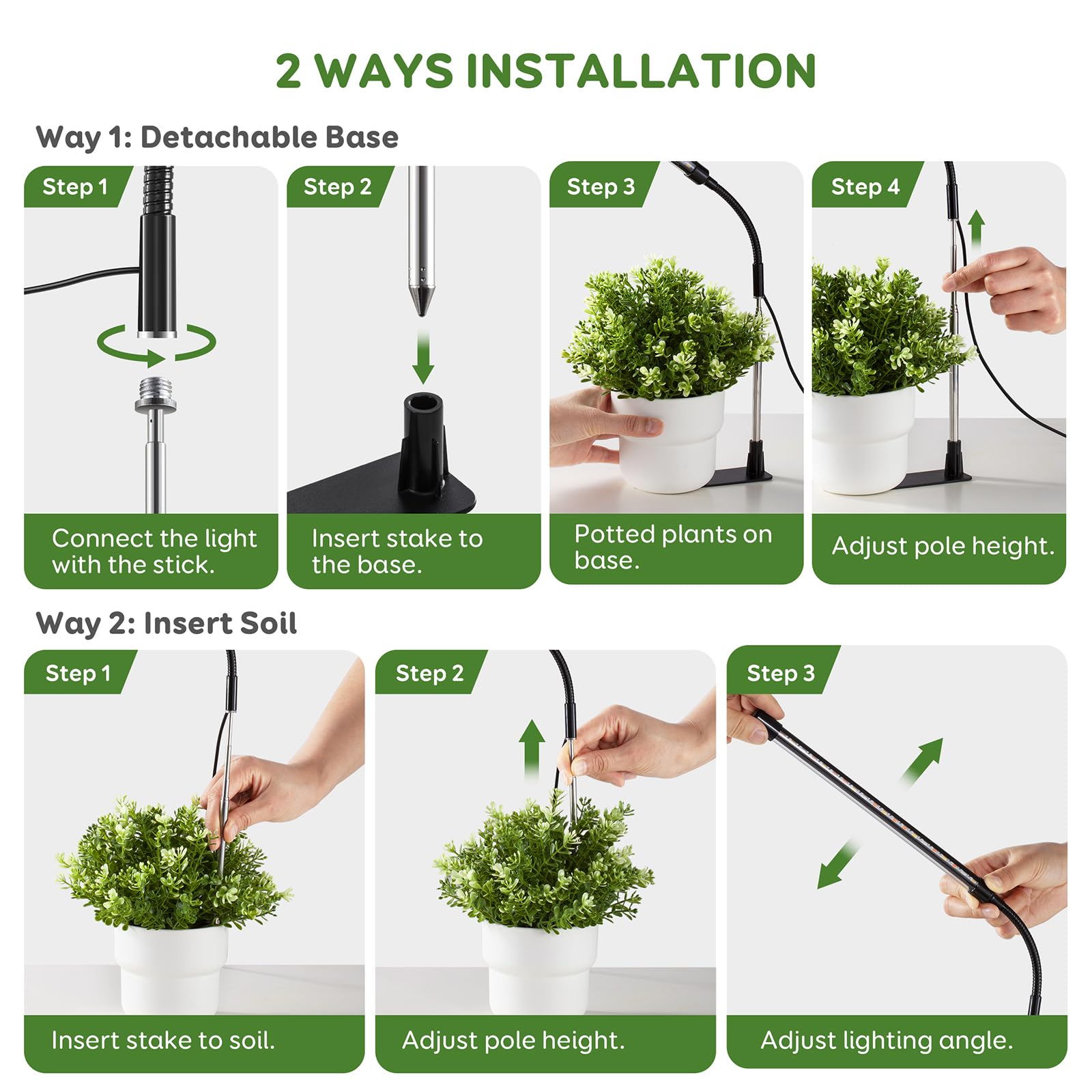 Lpmzmbl Height Adjustable Plant Light For Indoor Plants With Auto On/Off Timer 3H/9H/12H ,5 Dimmable Brightness For Small Plants Growing