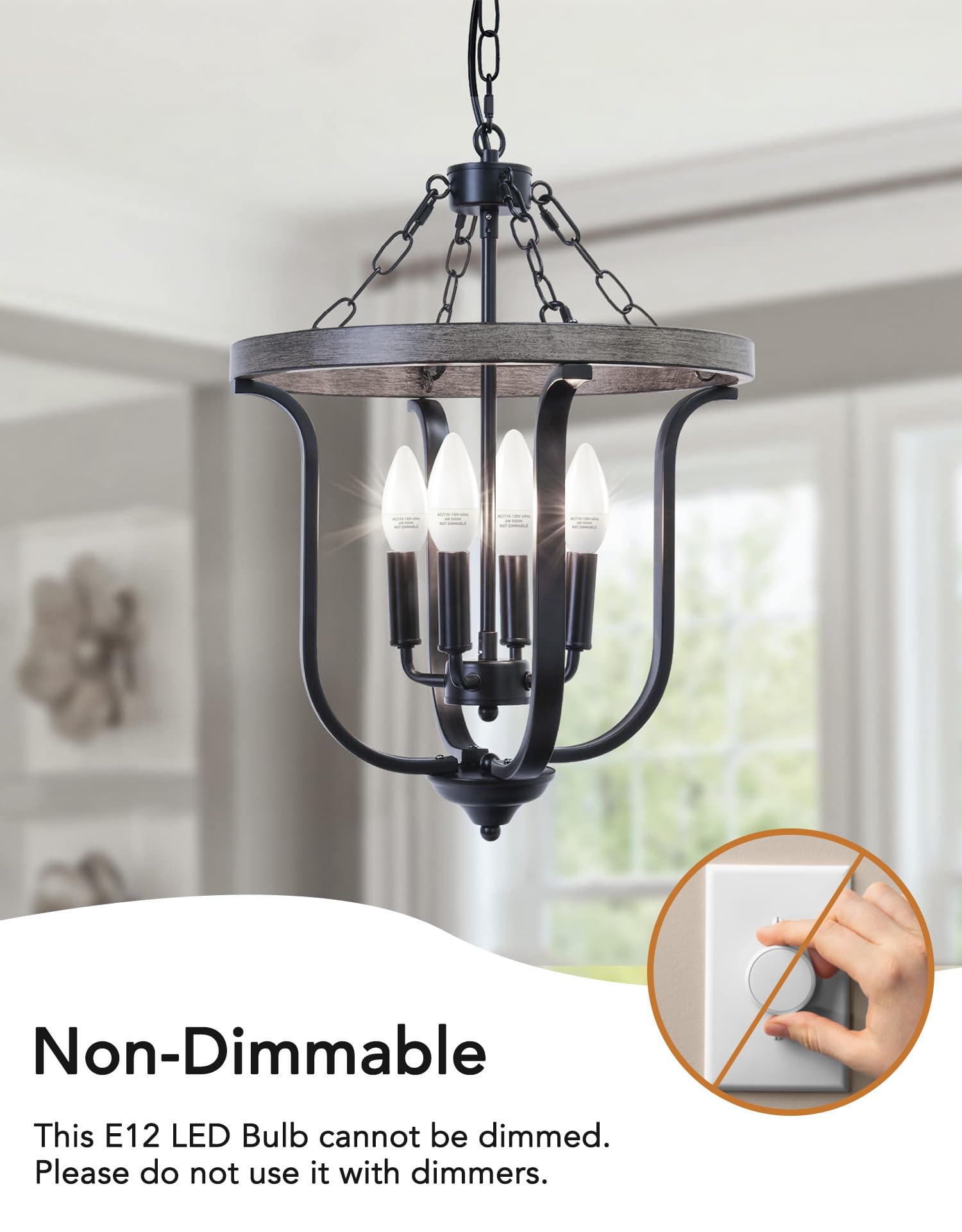 Partphoner E12 Led Light Bulbs B11 Candelabra Bulbs 60W Equivalent, Non-Dimmable 6W Led Candle Chandelier Bulb 600 Lumen, 4000K