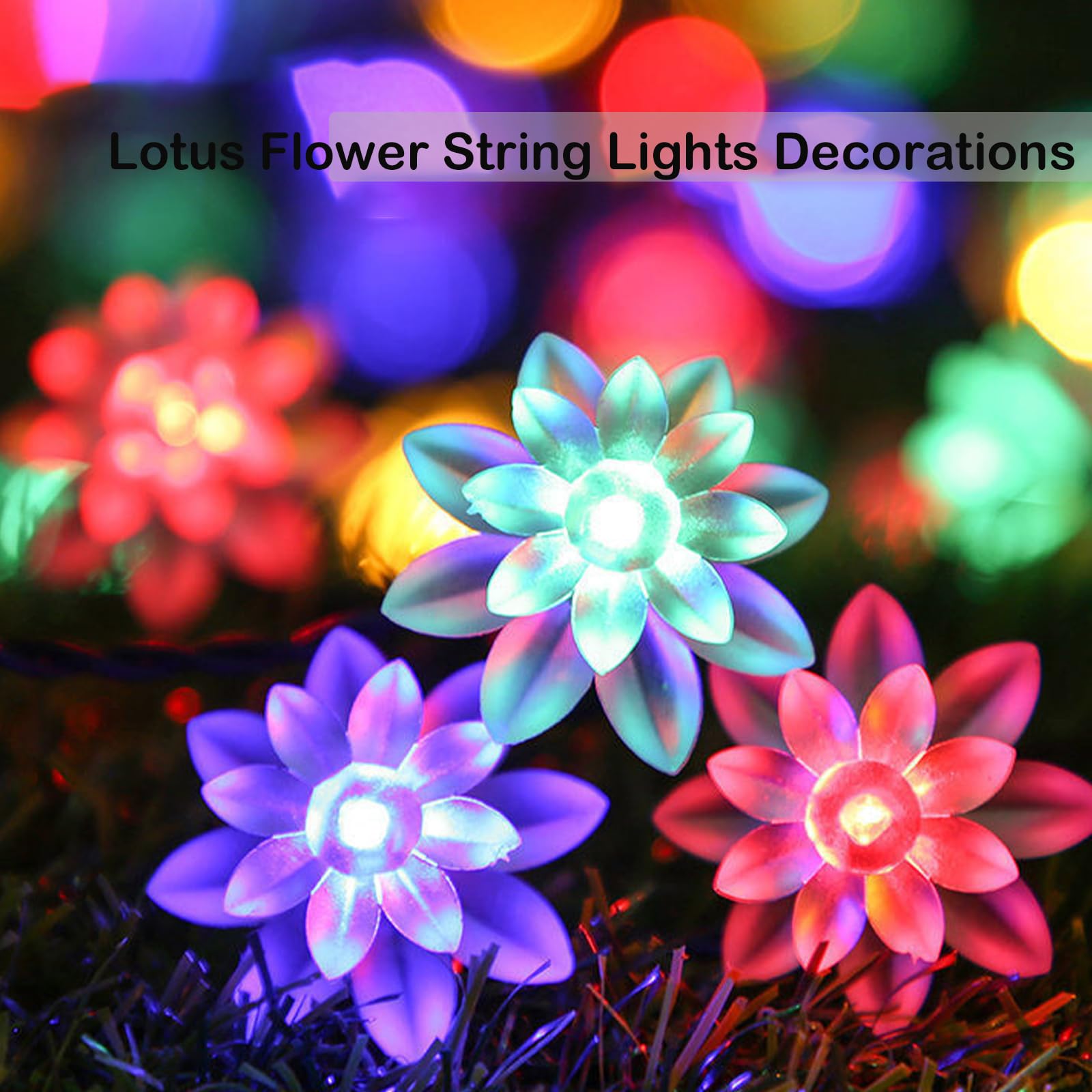 Decorative Flower String Lights  9.8 Ft 30 Led Battery & Usb Plug In Powered Novelty Fairy Floral Lamps For Bedroom Window Garden Wedding Party Christmas Easter Tree Hanging Decor (Multicolor)