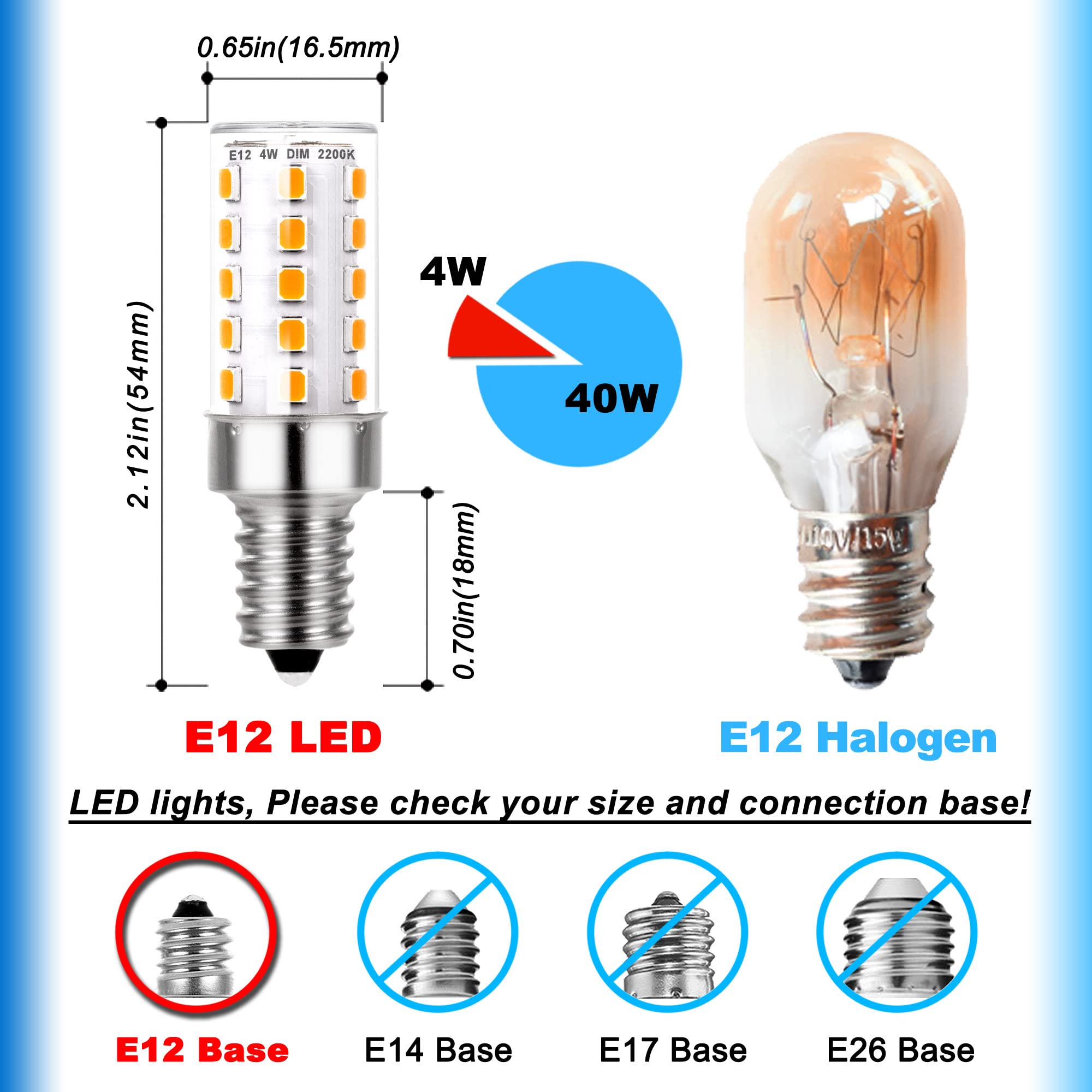 Himalayan Salt Lamp Rock Bulb Dimmable E12 Led Sleep Night Light Bulb 2200K Amber Warm, Kx-2000 40W Candelabra T6 C7 4W E12 Led