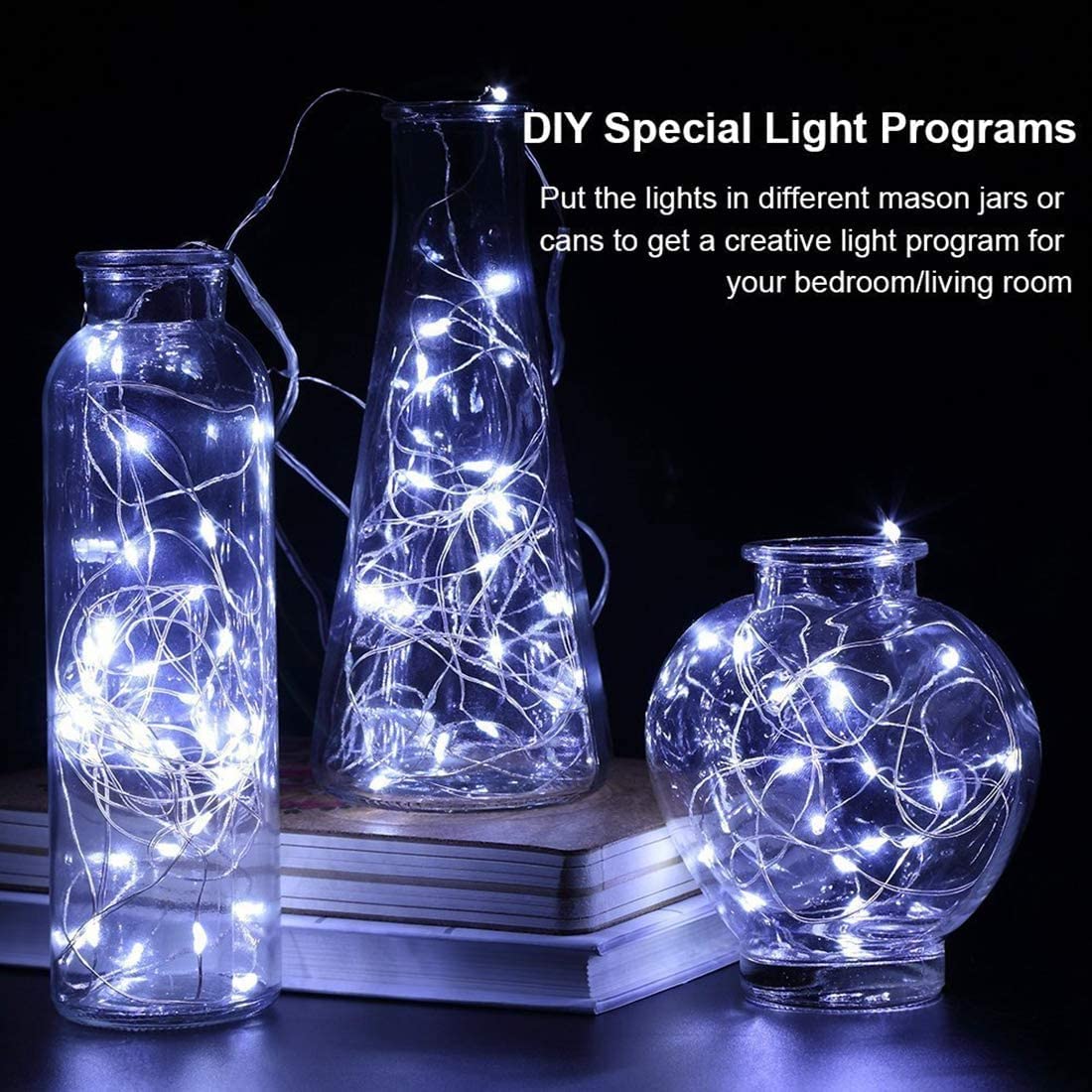 AOZOPE 12 Pack Fairy Lights - 20 LED Mini String Lights, 7ft Copper Wire, Cool White, Model NKDCH 012