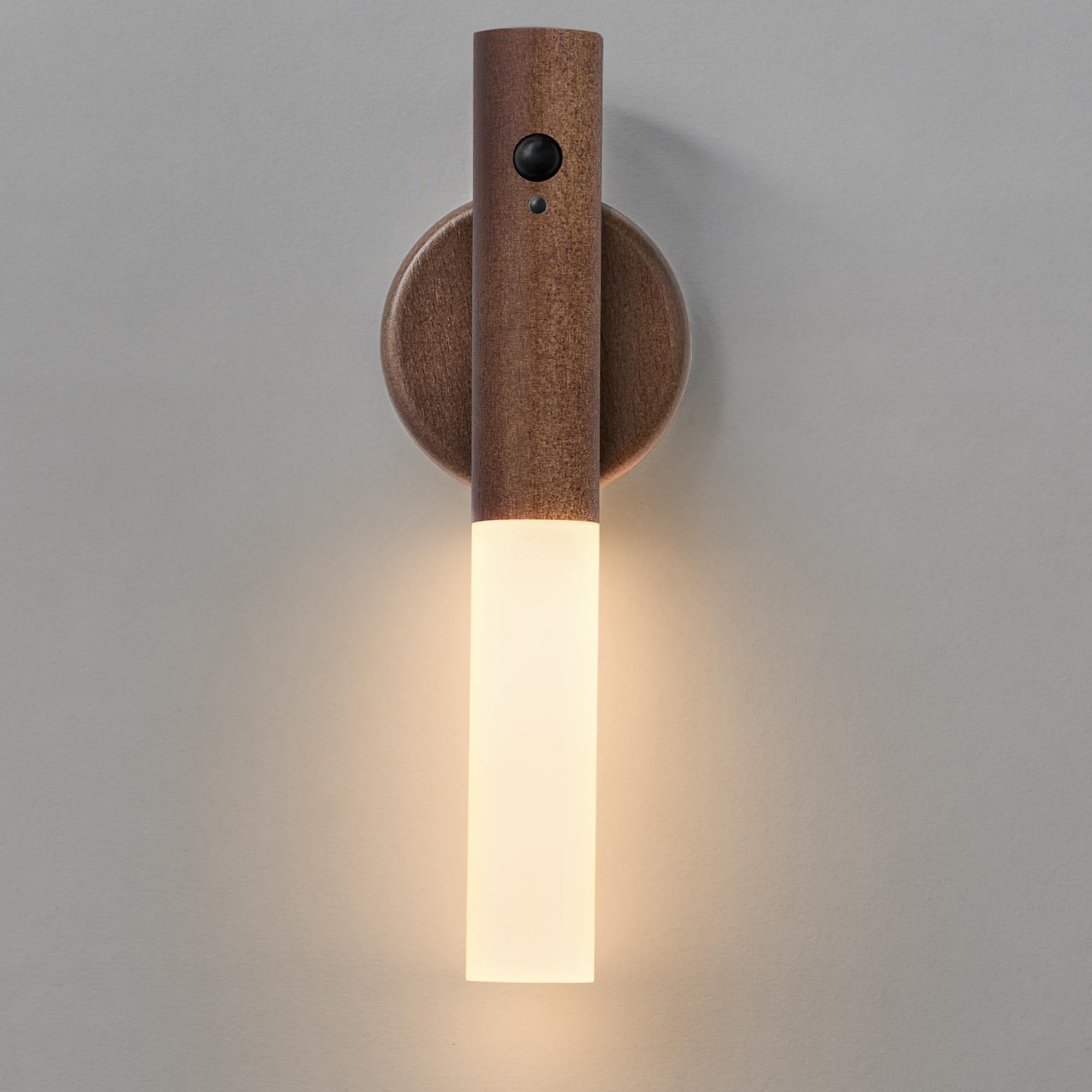 Montford Wall Sconce - Battery Operated Motion Sensor Night Light, Rechargeable, Black Walnut Wood, Model OLDNL001