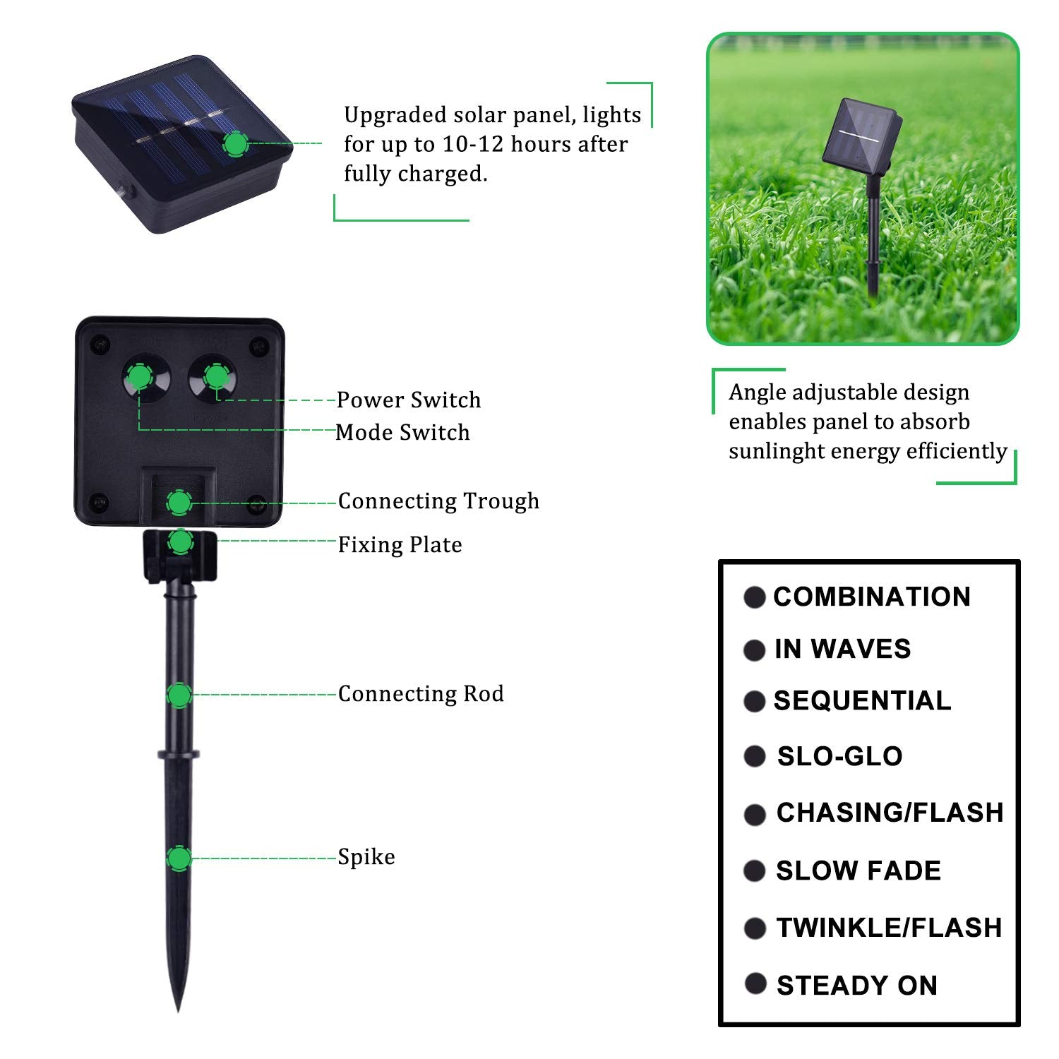 Daylightir 2 Pack Total 200 Led Solar Powered Copper Wire String Lights Outdoor, Waterproof, 8 Modes Fairy Lights For Garden, Patio, Party, Yard, Christmas (Blue)