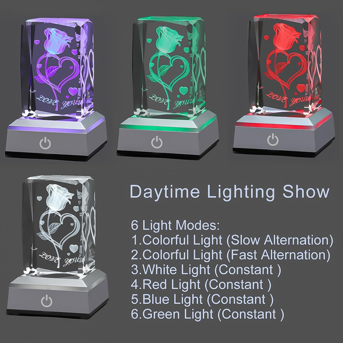 Hochance 3D Loverose Crystal Multicolor Nightlight - I Love You Decolamp,Perfect Valentines Gift Ideas For Her My Girlfriend Wif