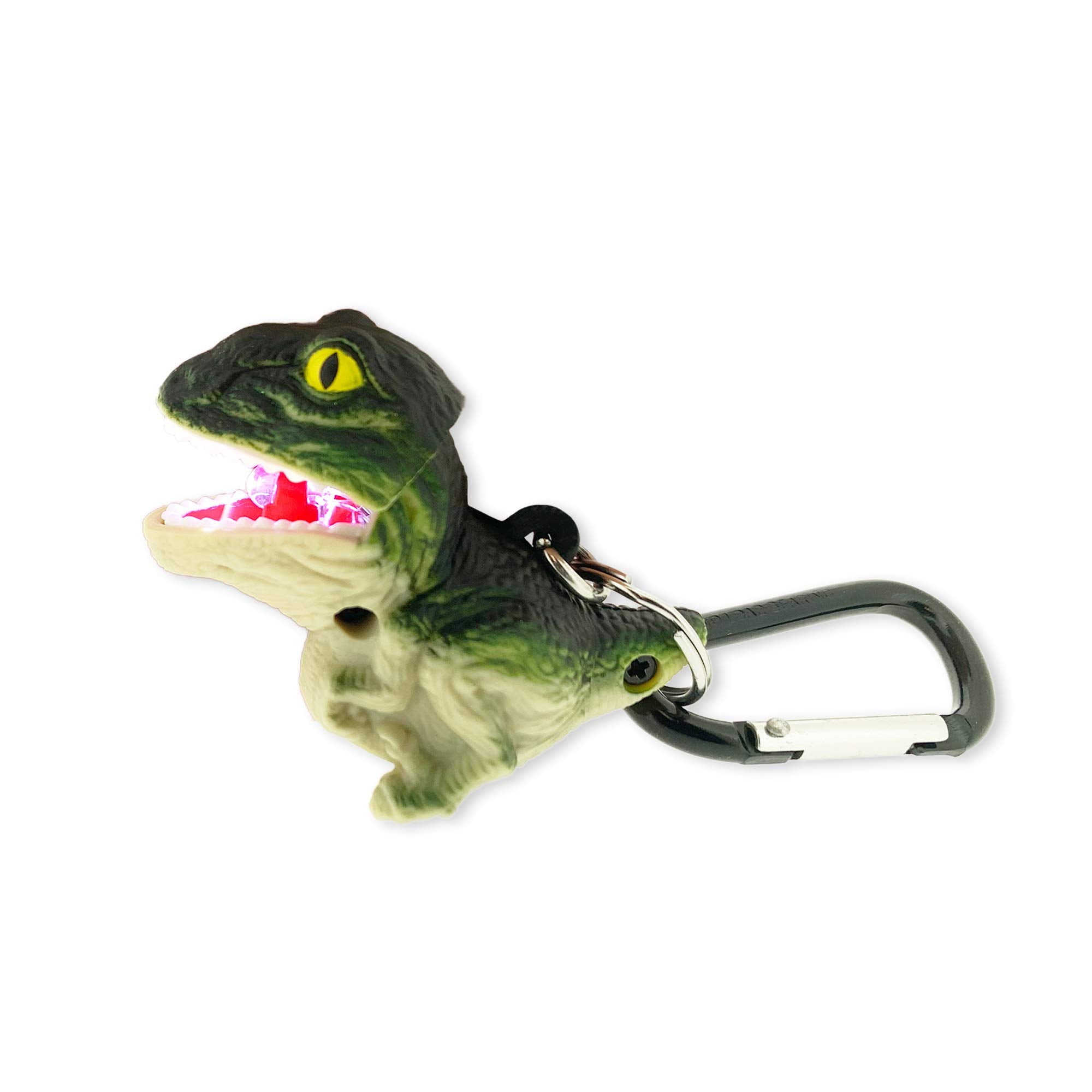 Big Discoveries WildLight Animal Carabiner Flashlight - Fun Mini Keychain Flash Lights for Kids, Nurses, Camping (Green T-Rex)