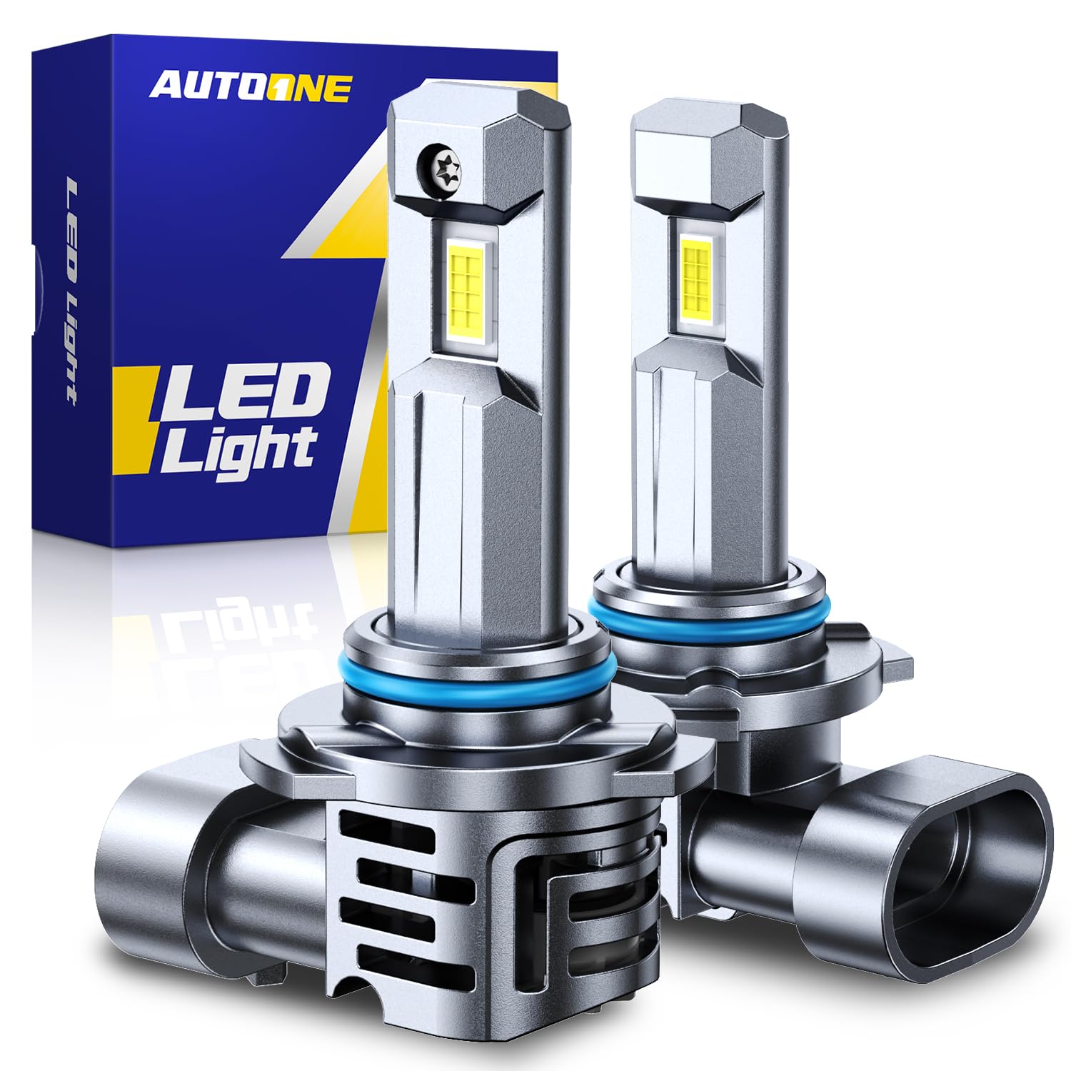 AUTOONE 9006 LED Light Bulb, 6500K Cool White, 700% Brighter, Mini Size Halogen, Pack of 2