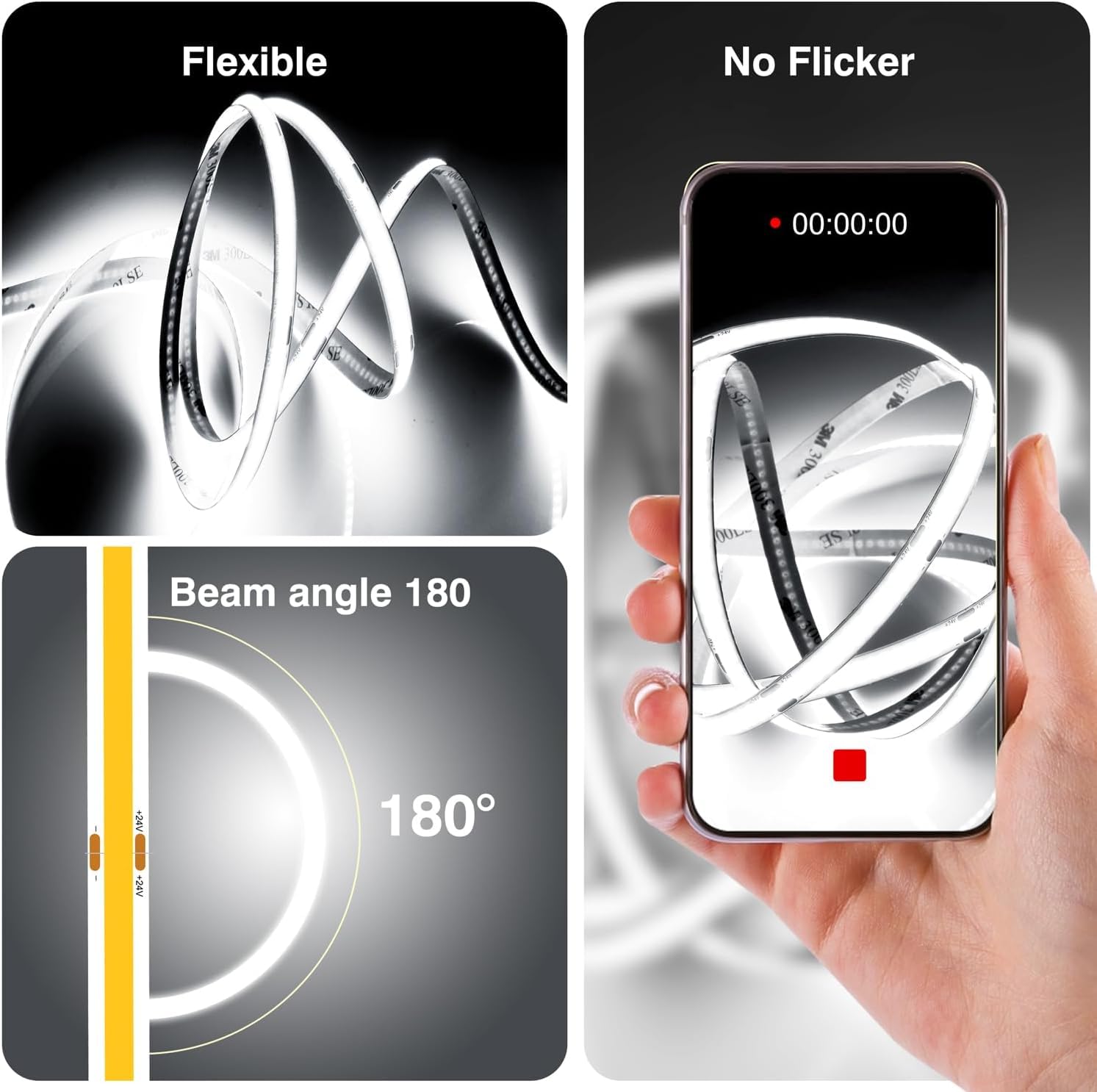 Battery Powered Led Strip Lights  Cob Motion Sensor Led Strip Lights 20 Inch X 3 Pack For Kitchen Under Cabinet Lighting  Shelves  Under Counter  Closet  Cordless Click Light  Cool White 6000K