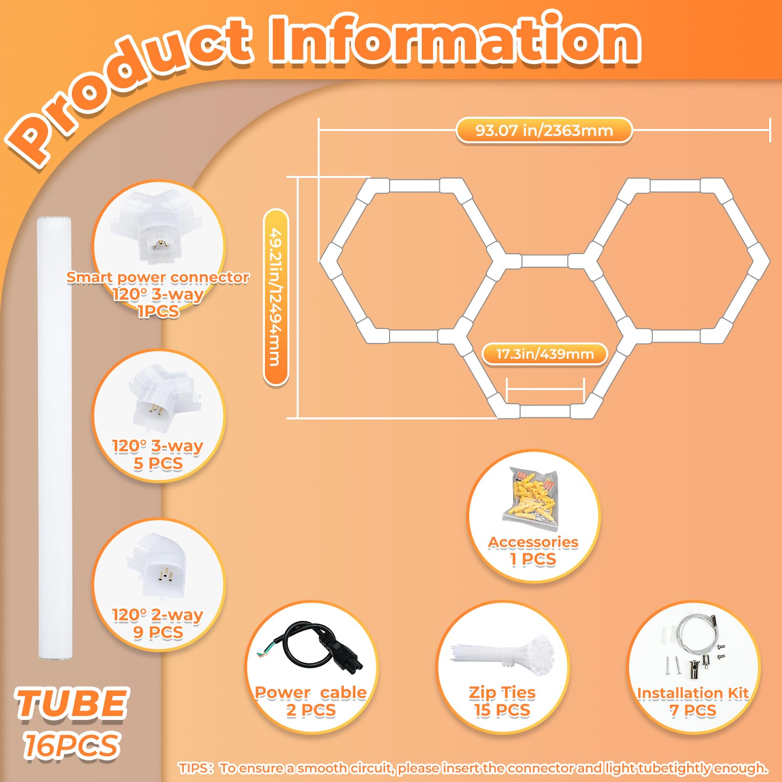 Hexagon Garage Lights-128W Led Lights,5000K 14080Lm Upgraded 3-Level Dimmable Led Lights,Shop Lights For Car Detailing, Workshop