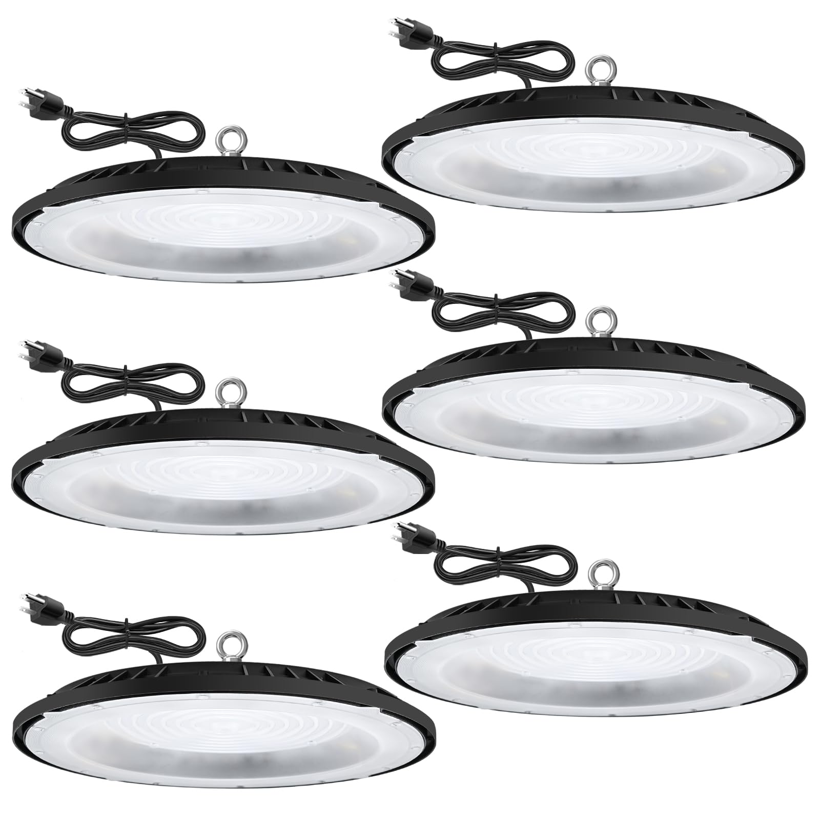 Flyship LED High Bay Light 200W, 28000LM, IP65 Waterproof, 6 Pack, Black, Model YLT-GK21-200W