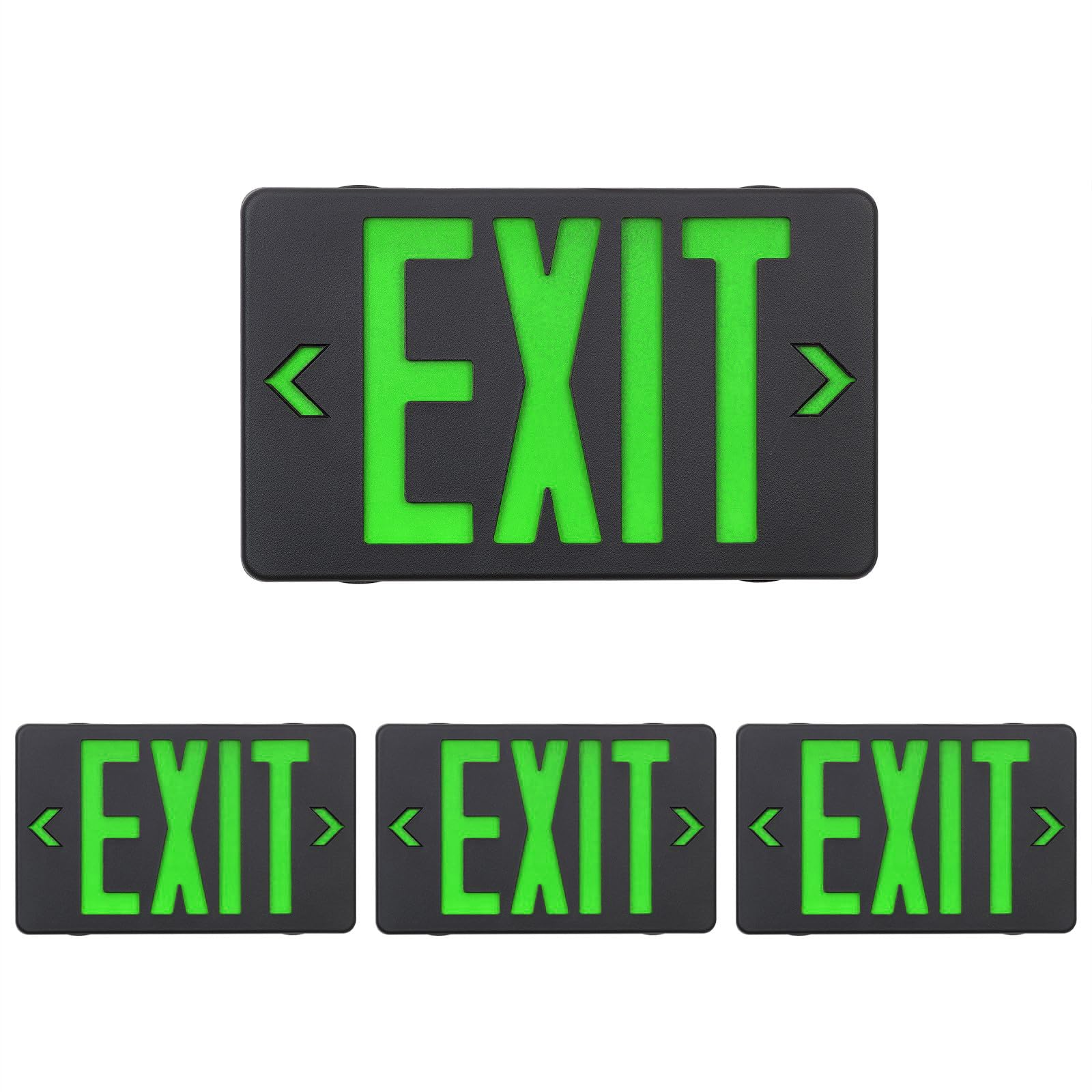 GZRUIYANG Green Exit Sign with Black Housing, LED Emergency Exit Light with Battery Backup, UL Listed, AC 120/277V, Exit Signs w
