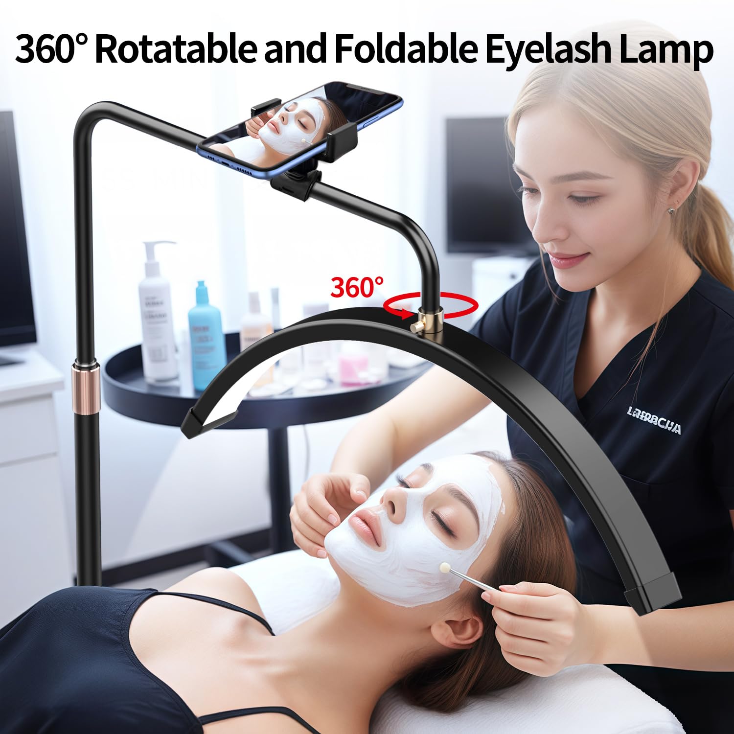 Stjiatu Lash Light Ring for Eyelash Tech, Adjustable Brightness & Height, Black, Model M6X